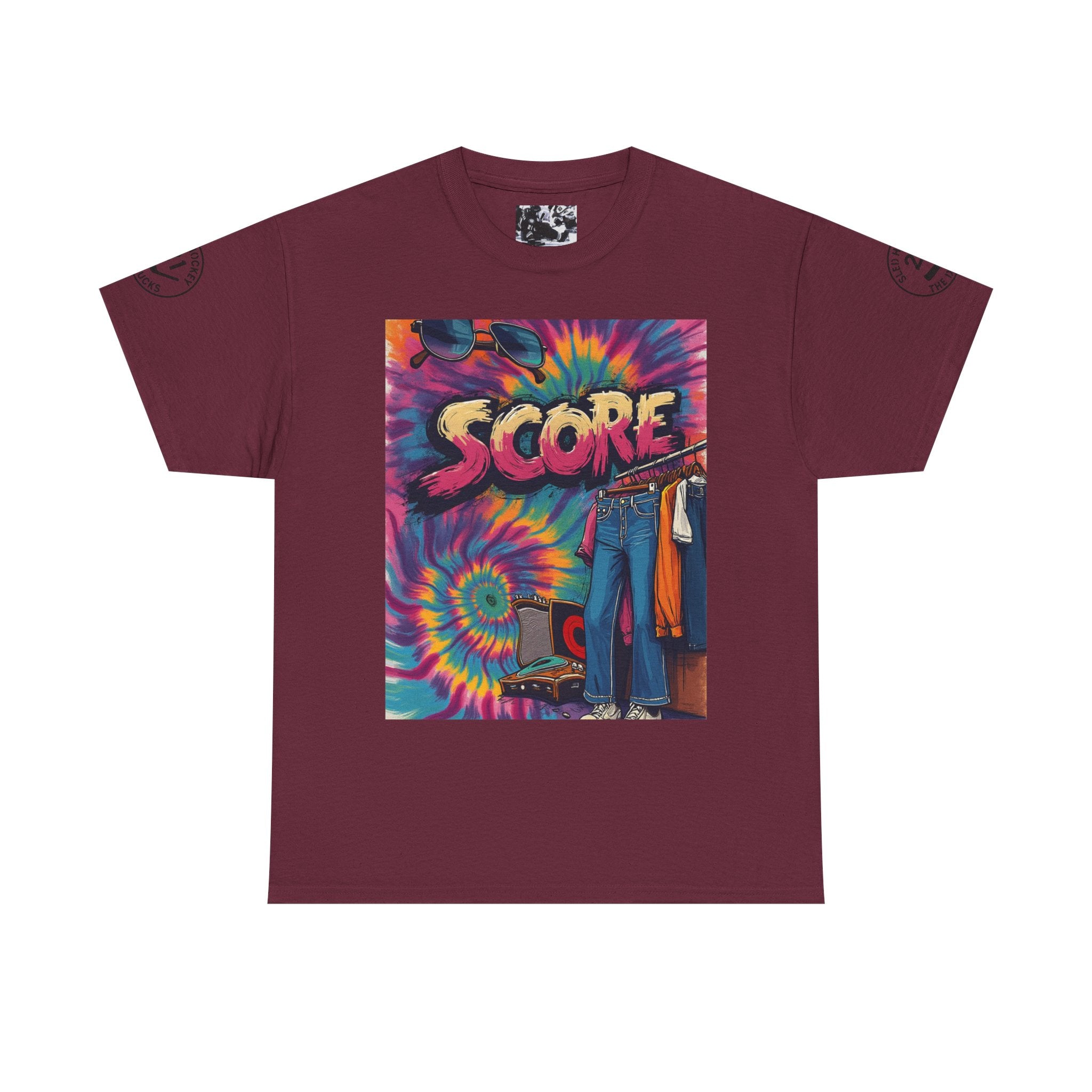 Score Tie-Dye Graphic Tee — Retro Skateboard Streetwear