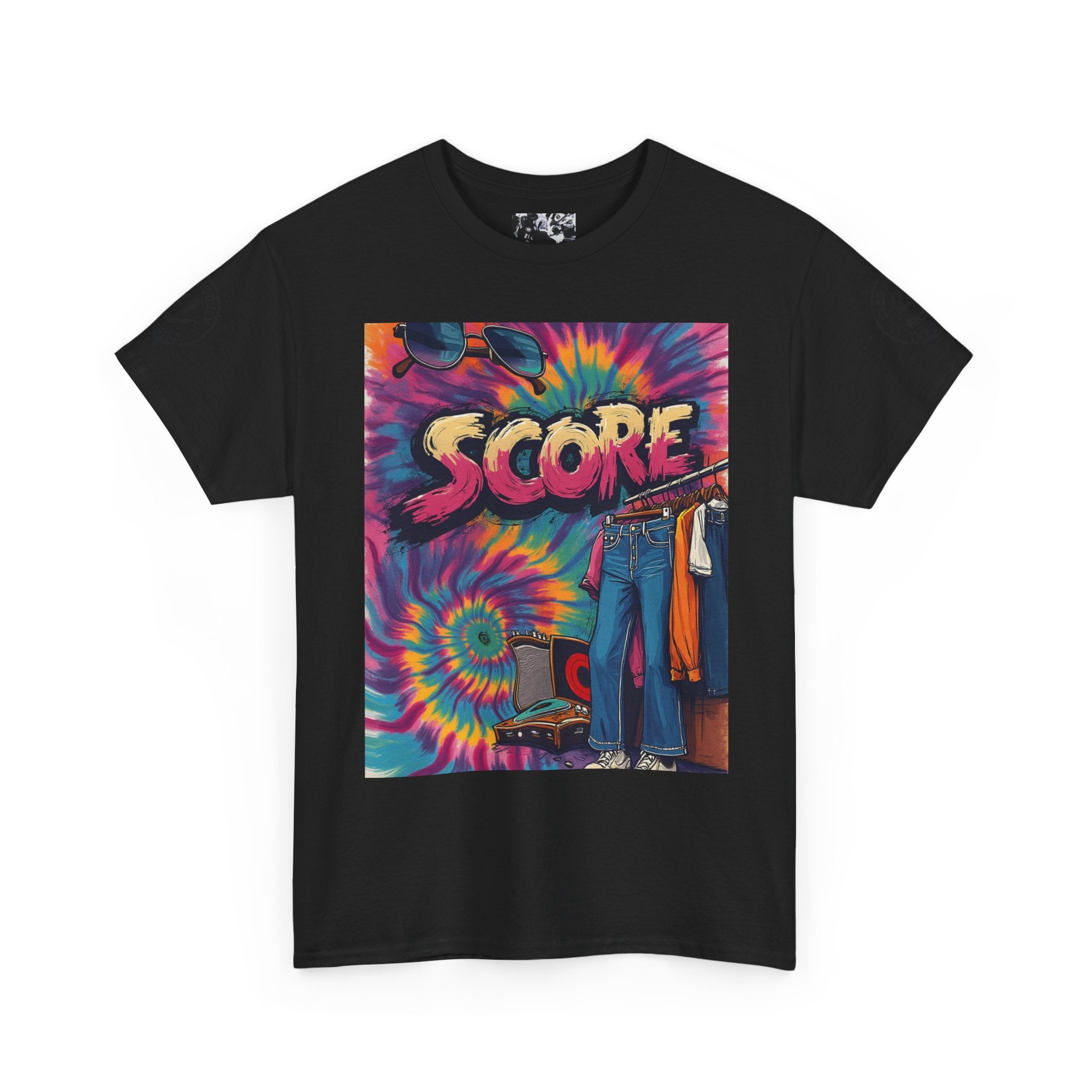 Score Tie-Dye Graphic Tee — Retro Skateboard Streetwear