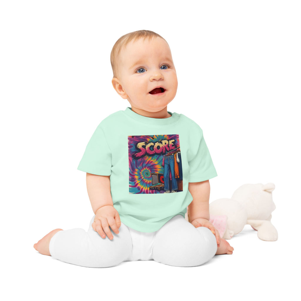 Score Tie-Dye Baby T-Shirt — Retro Arcade Vibe Infant Tee