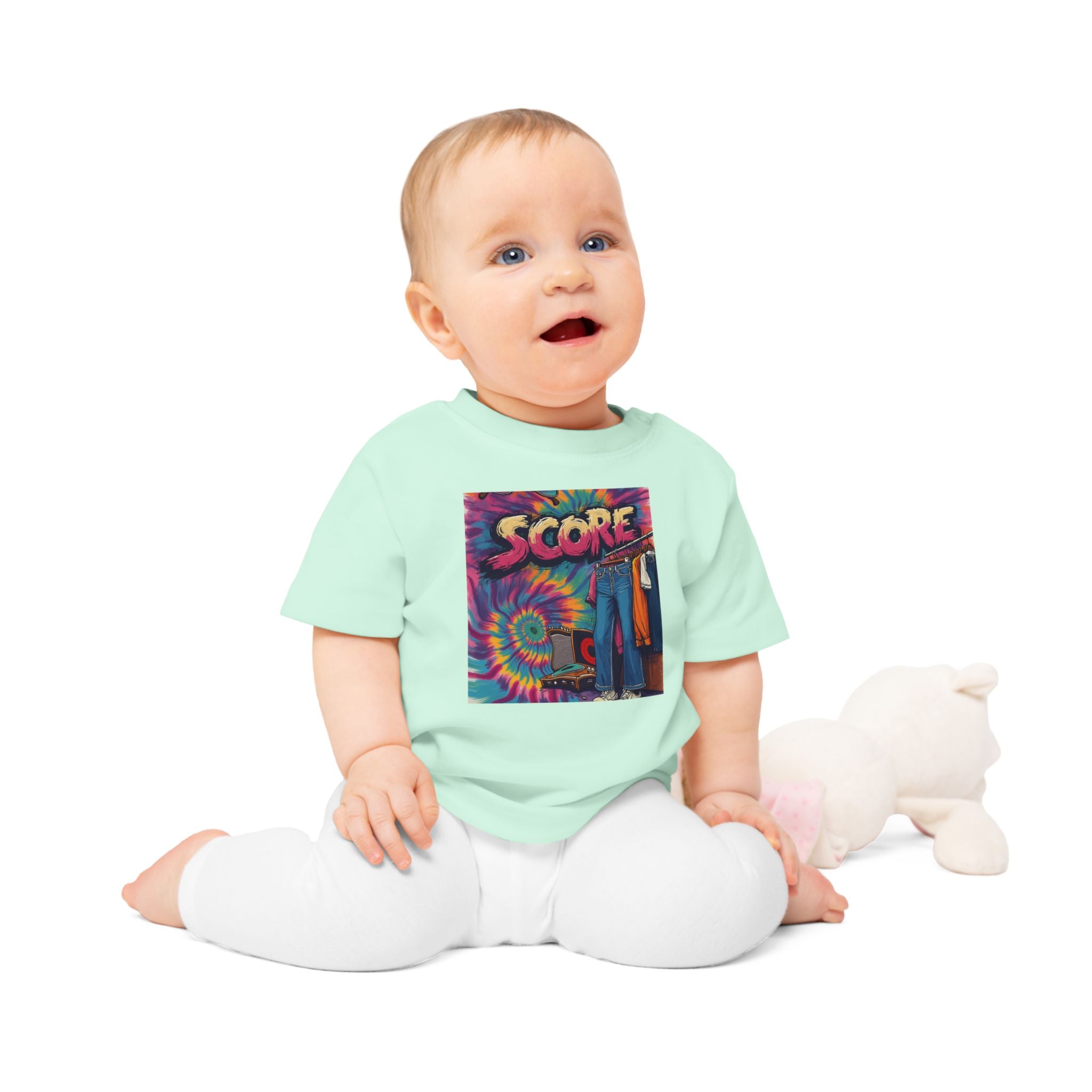 Score Tie-Dye Baby T-Shirt — Retro Arcade Vibe Infant Tee
