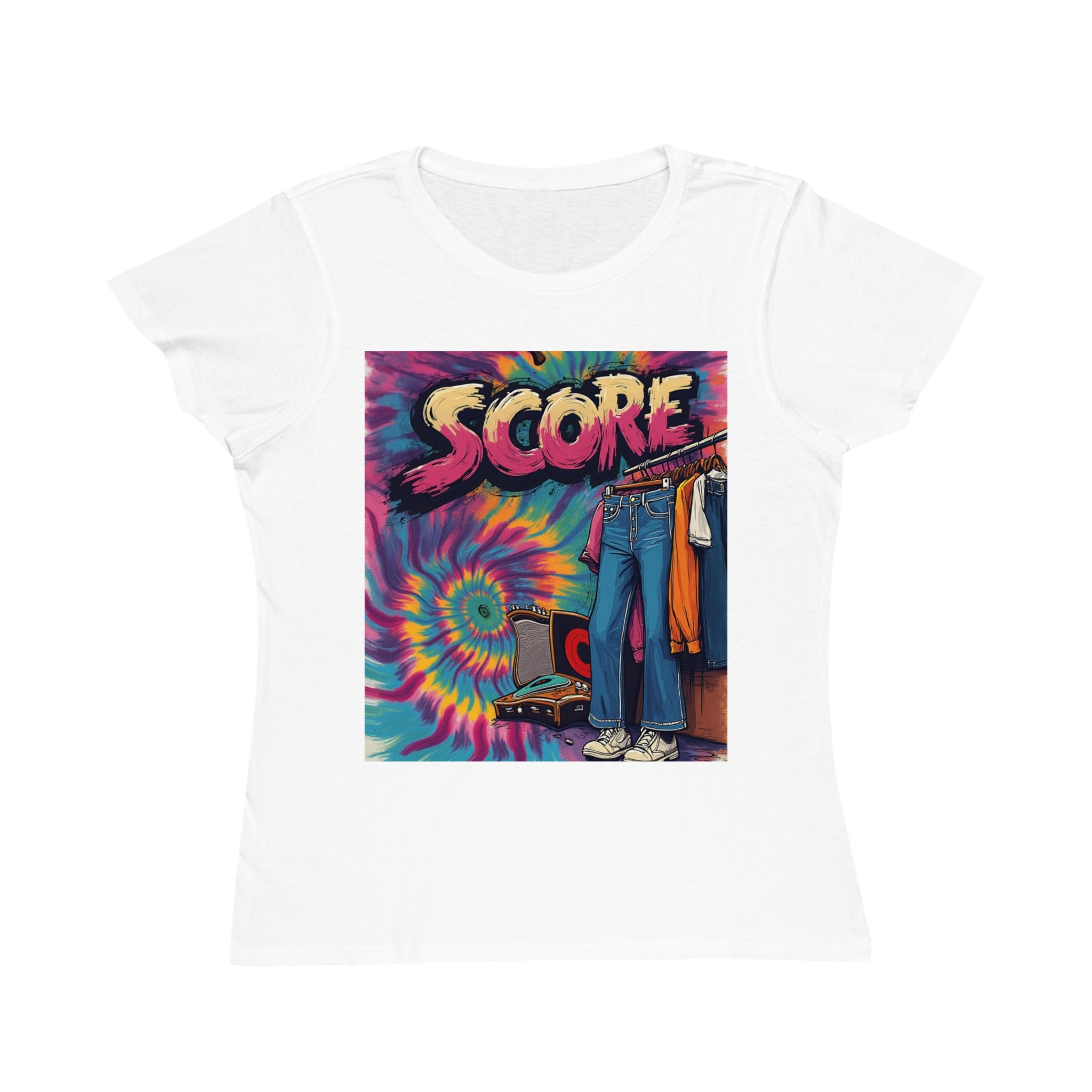 Score Retro Tie-Dye Graphic T-Shirt — Vintage Vinyl Record Design