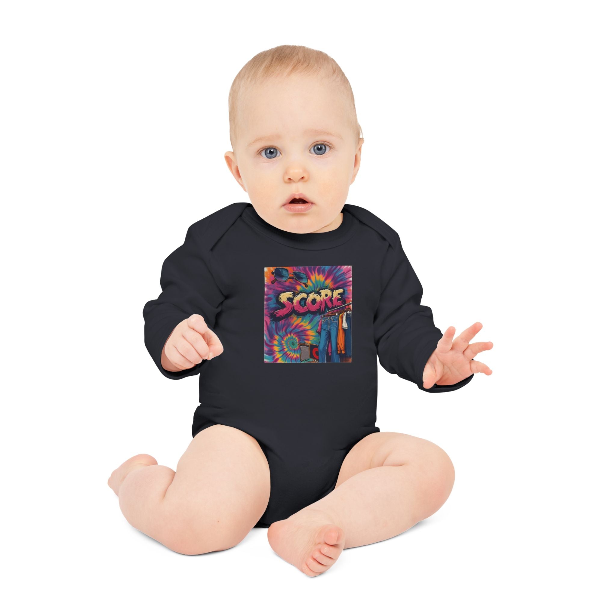 Baby Bodysuit - Retro Tie-Dye 'Score' Graphic