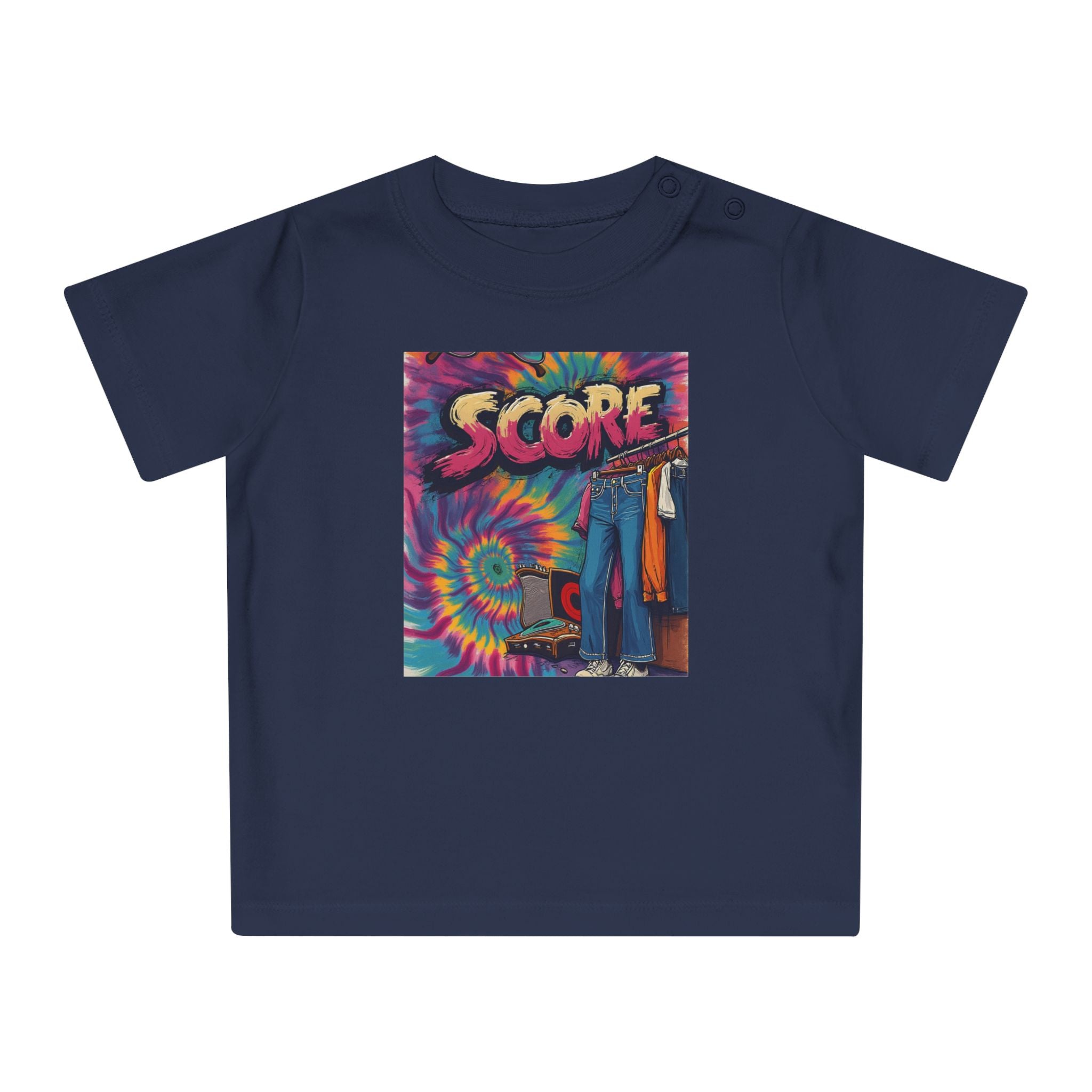 Score Tie-Dye Baby T-Shirt — Retro Arcade Vibe Infant Tee