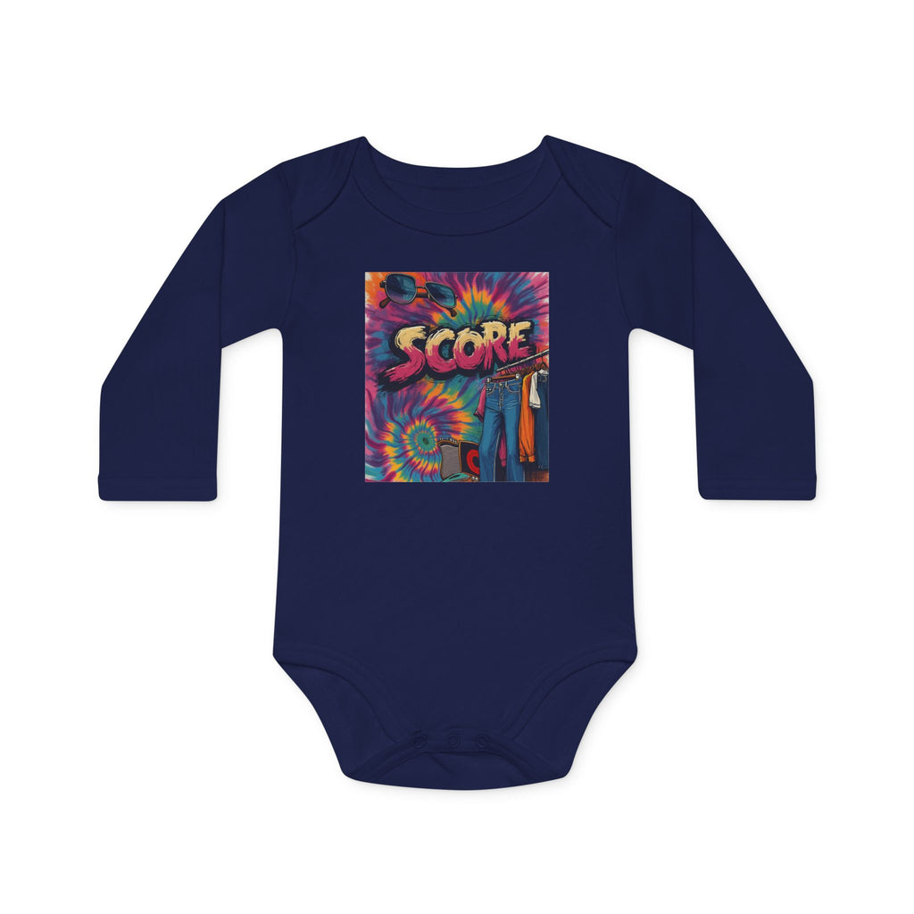 Baby Bodysuit - Retro Tie-Dye 'Score' Graphic