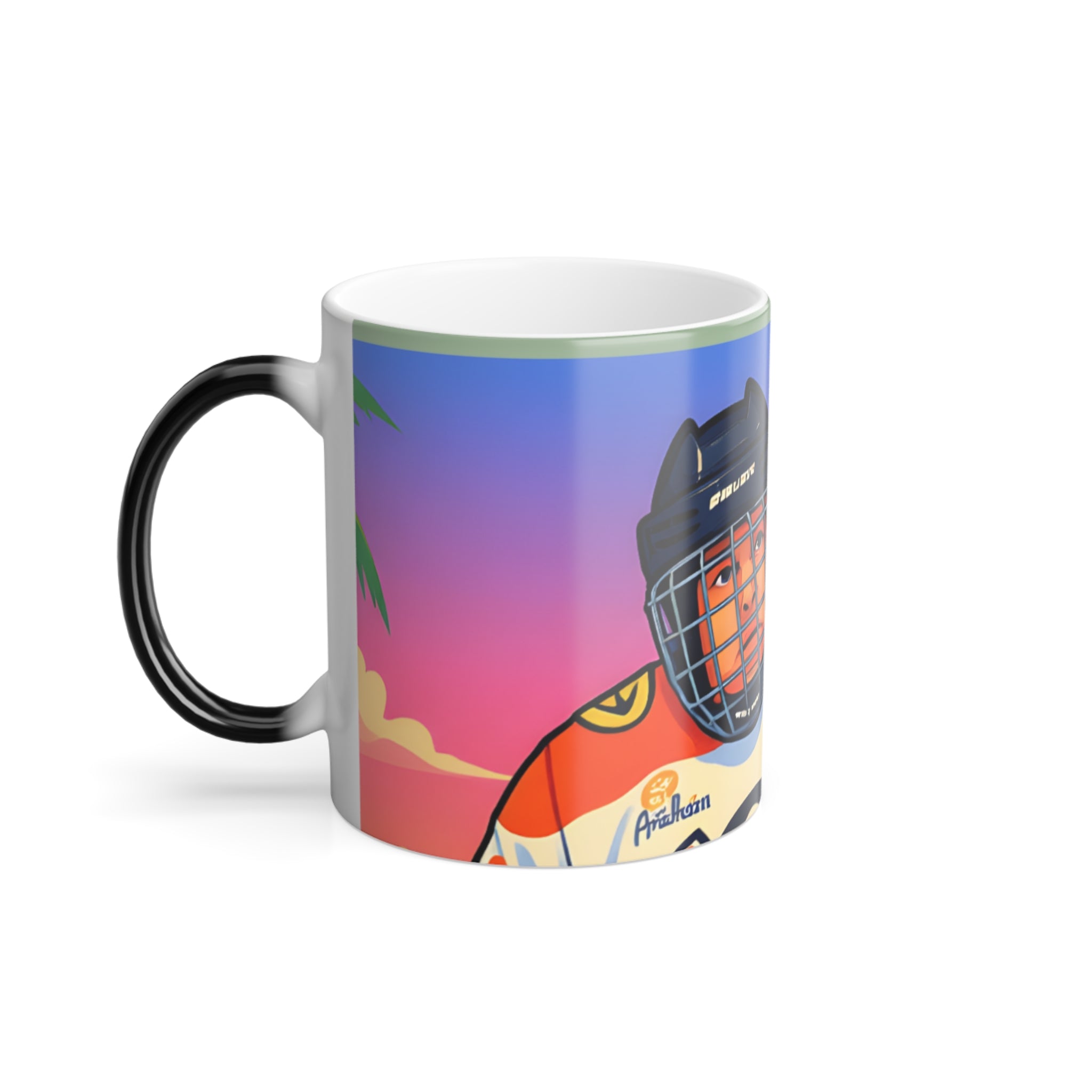 Color-Changing Mug — Retro Hockey Player "Thank You" Design, 11 oz