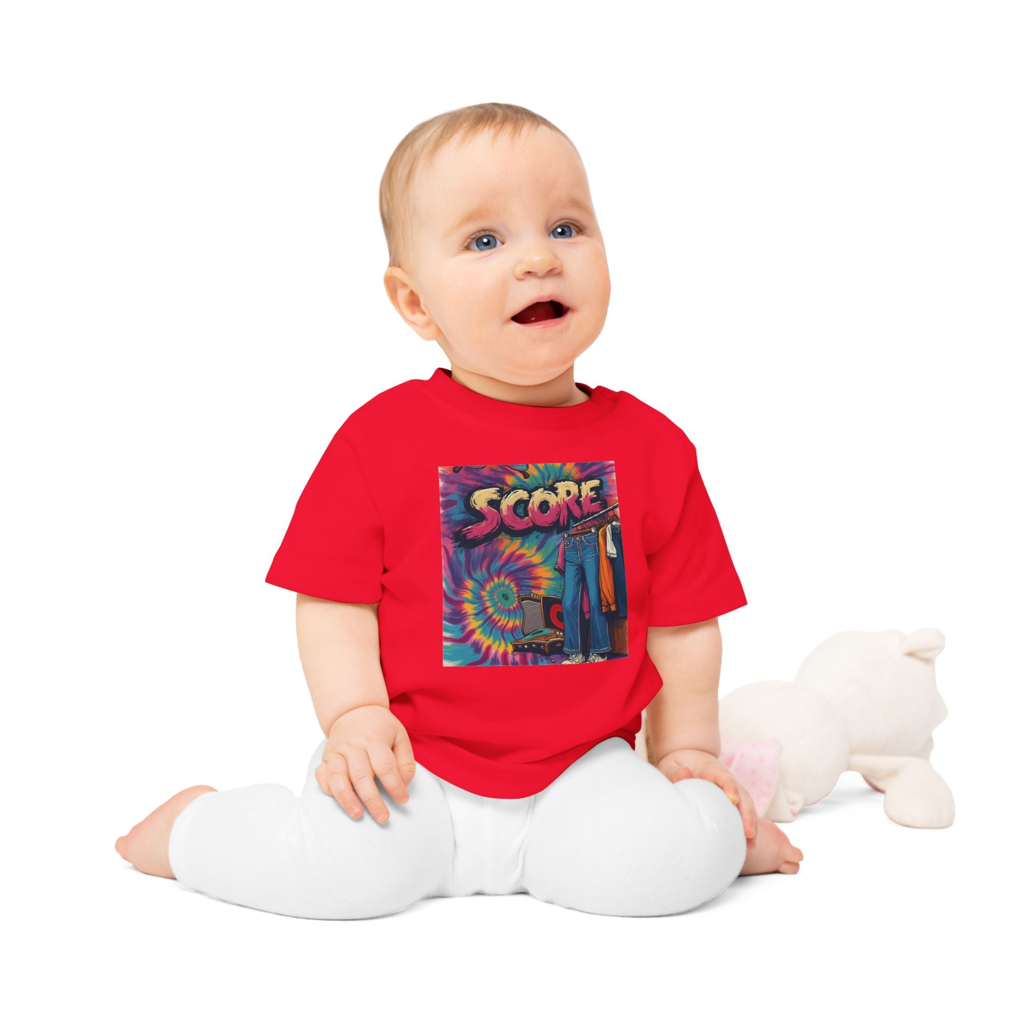 Score Tie-Dye Baby T-Shirt — Retro Arcade Vibe Infant Tee