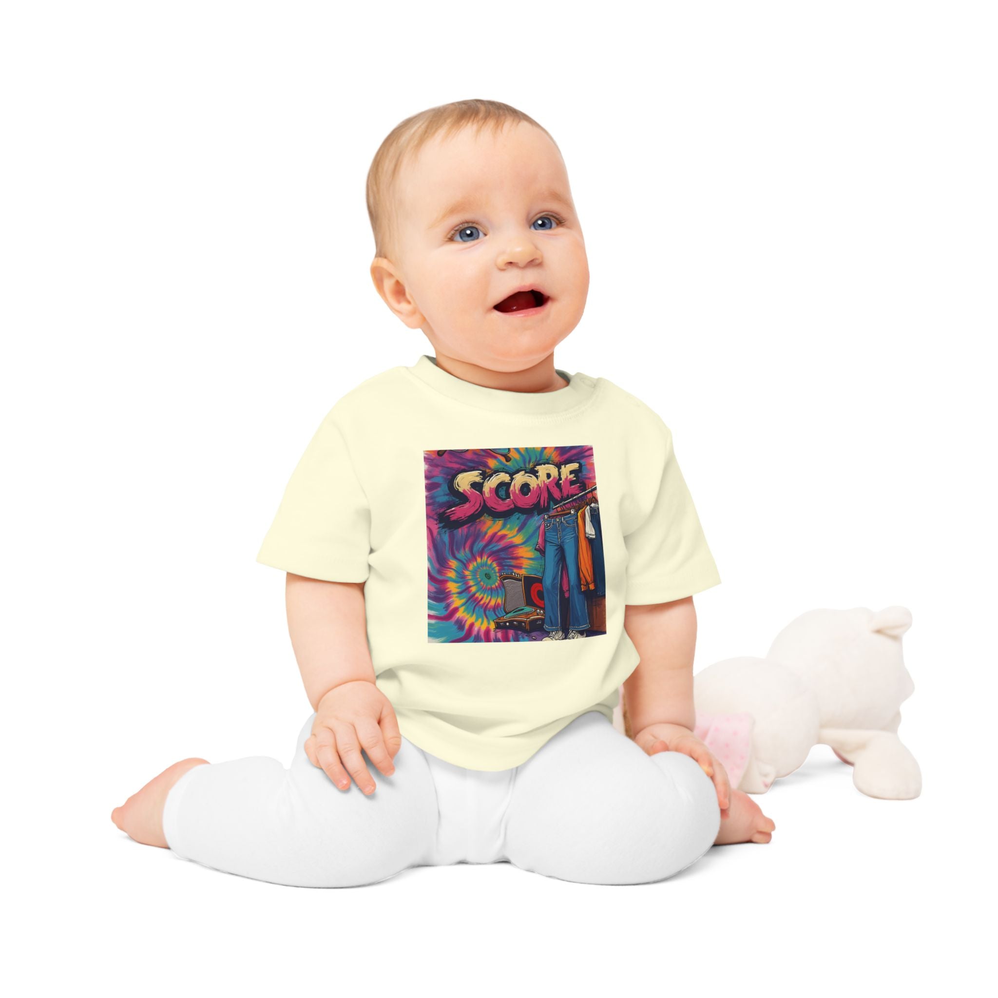 Score Tie-Dye Baby T-Shirt — Retro Arcade Vibe Infant Tee