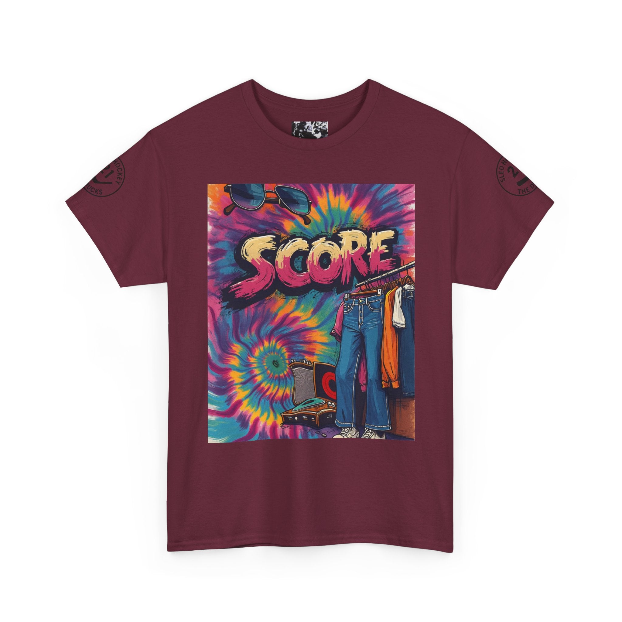 Score Tie-Dye Graphic Tee — Retro Skateboard Streetwear