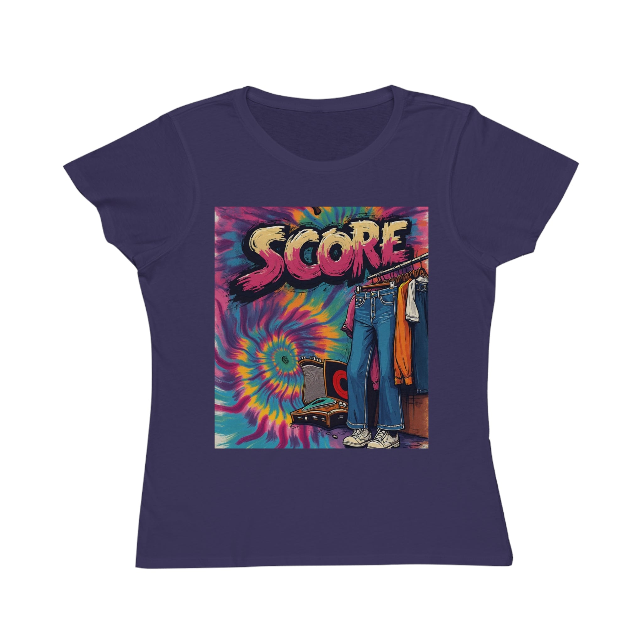 Score Retro Tie-Dye Graphic T-Shirt — Vintage Vinyl Record Design