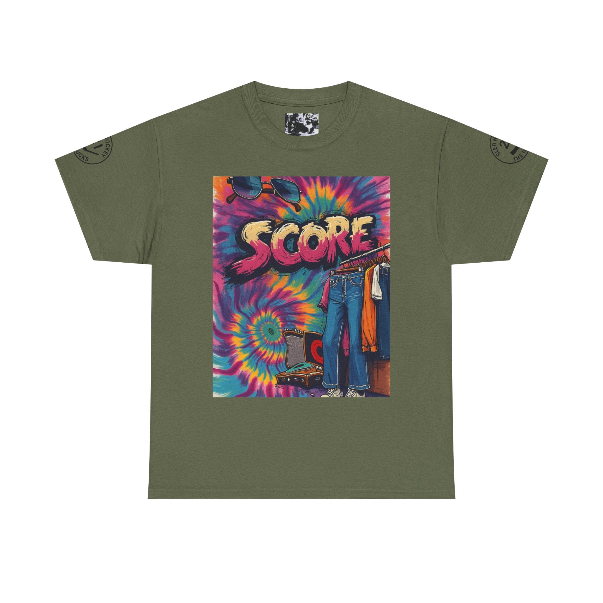 Score Tie-Dye Graphic Tee — Retro Skateboard Streetwear