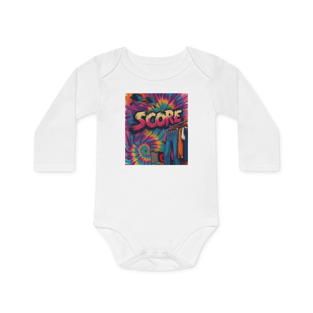 Baby Bodysuit - Retro Tie-Dye 'Score' Graphic