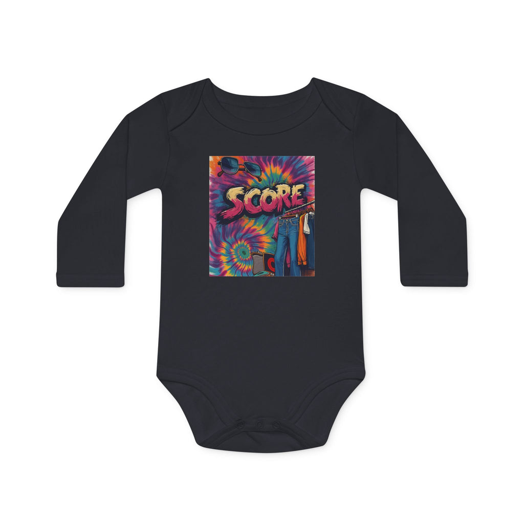 Baby Bodysuit - Retro Tie-Dye 'Score' Graphic