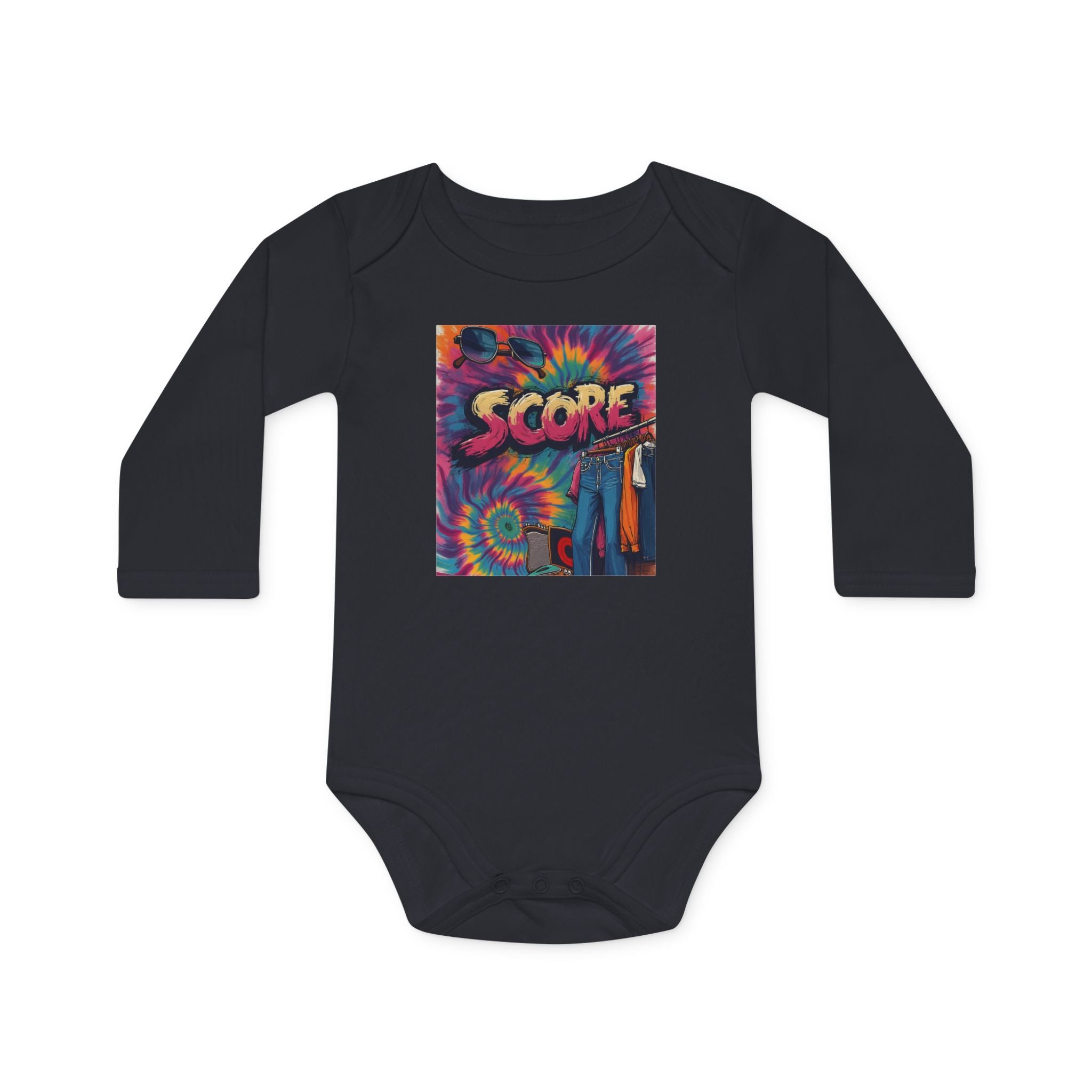 Baby Bodysuit - Retro Tie-Dye 'Score' Graphic