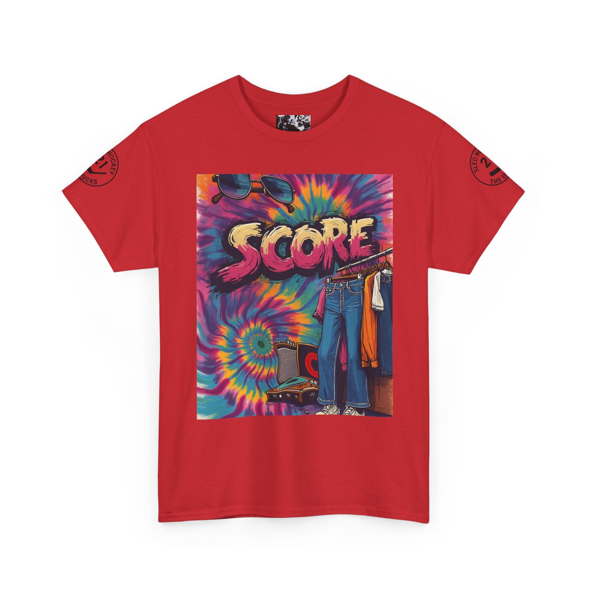 Score Tie-Dye Graphic Tee — Retro Skateboard Streetwear