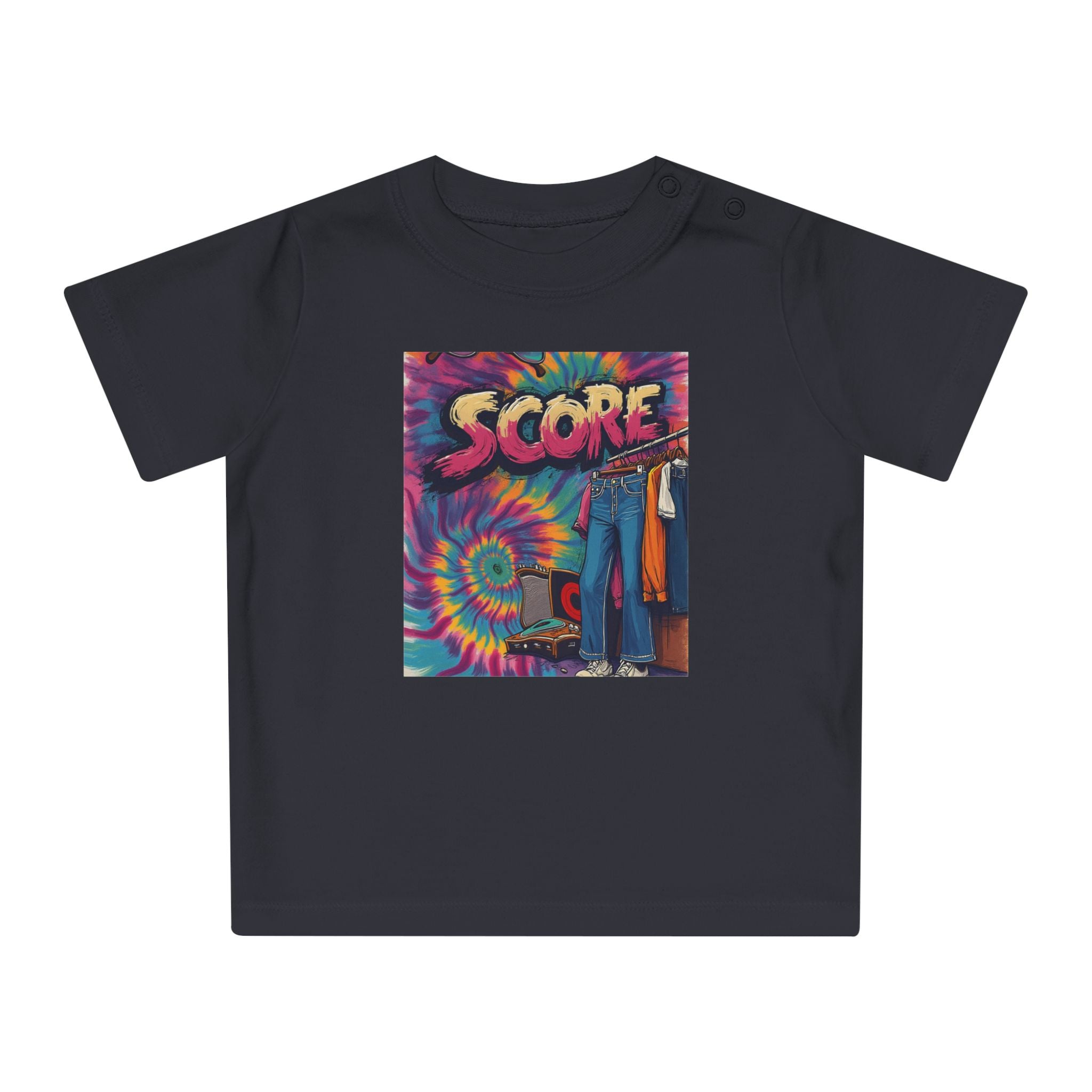 Score Tie-Dye Baby T-Shirt — Retro Arcade Vibe Infant Tee
