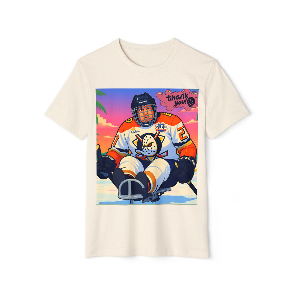 Sled Hockey Player "Thank You" Tee — Retro Sunset Adaptive Sports T-Shirt