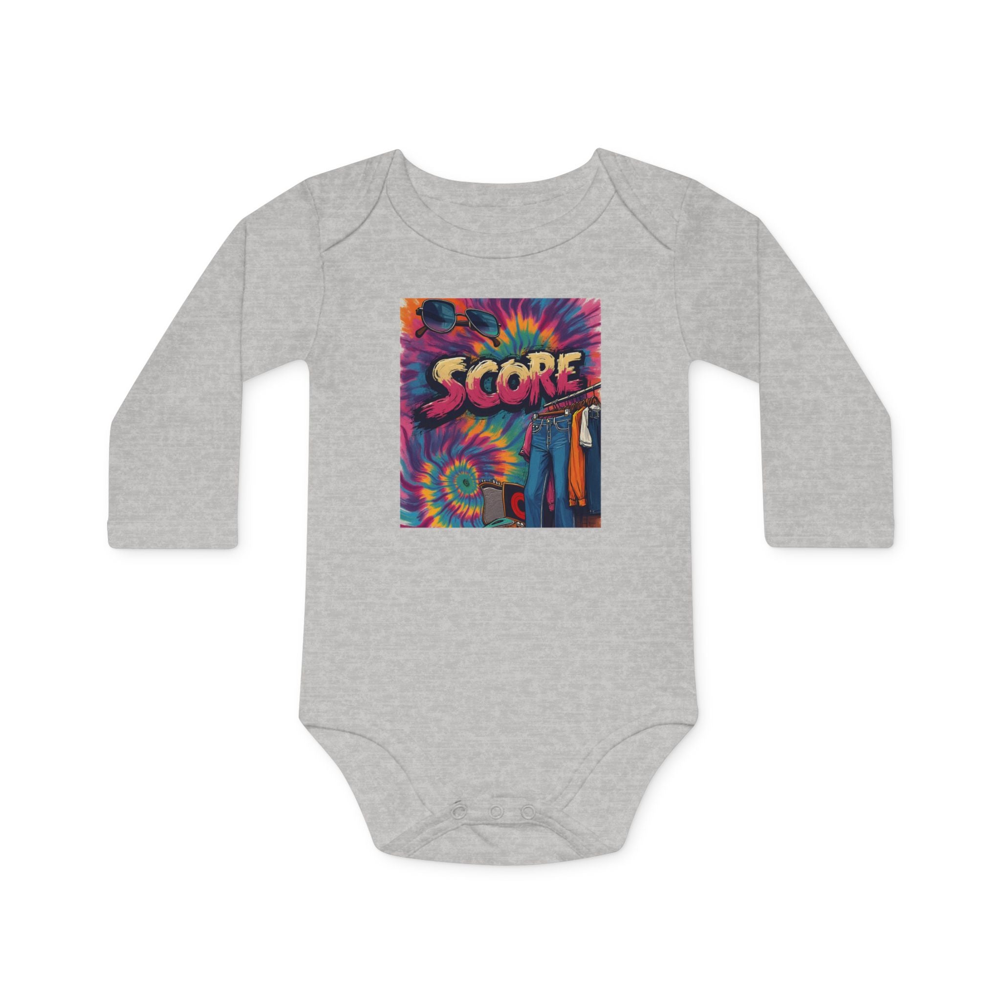 Baby Bodysuit - Retro Tie-Dye 'Score' Graphic
