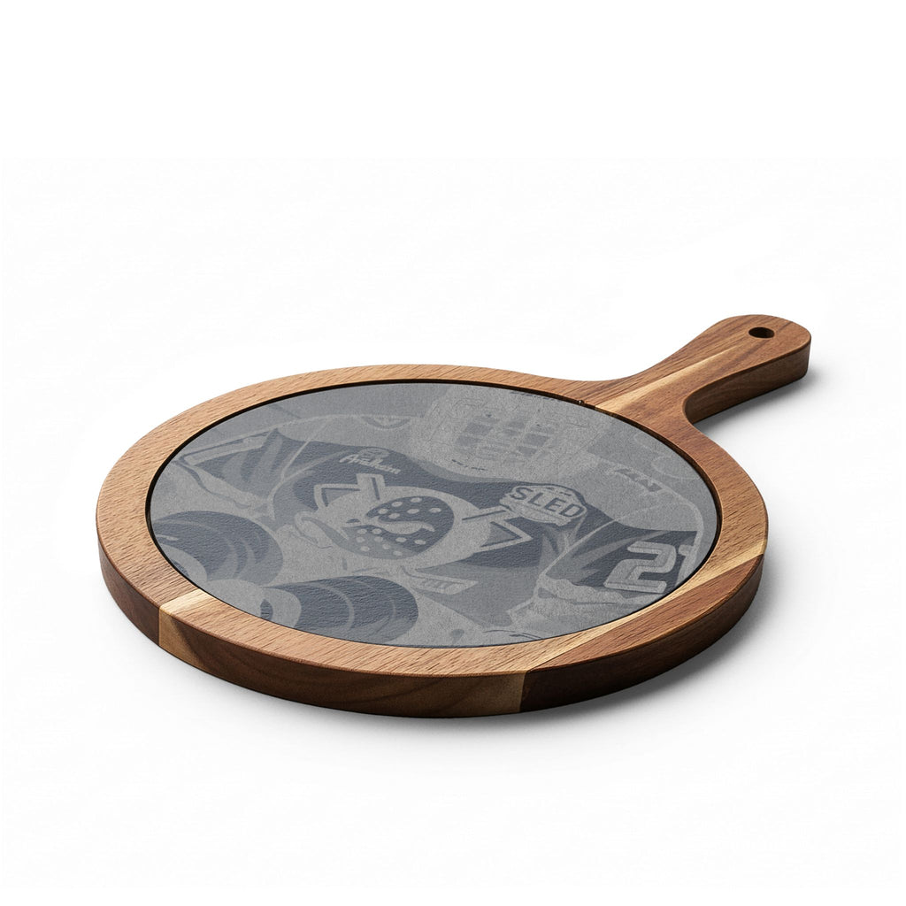 Engraved Oak Charcuterie Board with Marble Inlay & Cheese Knives