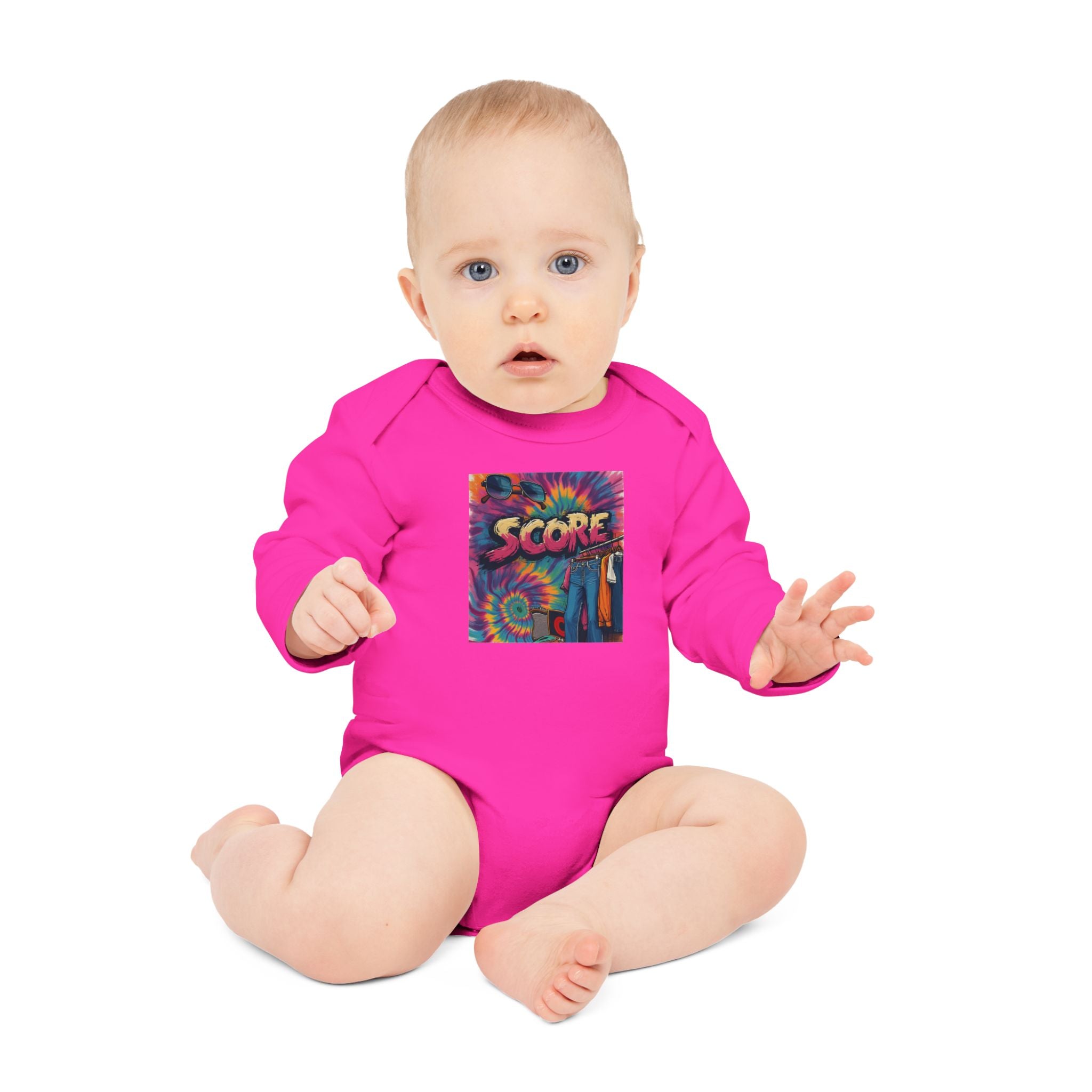 Baby Bodysuit - Retro Tie-Dye 'Score' Graphic