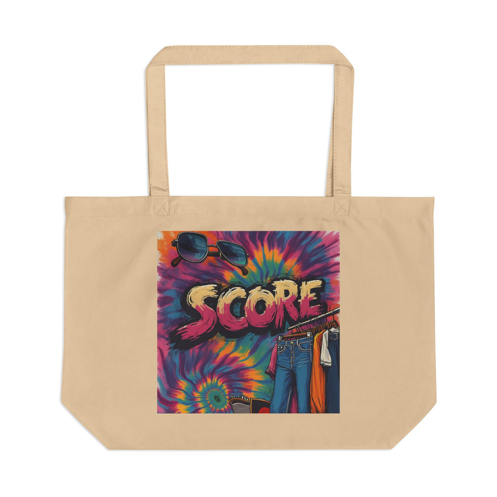 Score Tie-Dye Retro Tote Bag — Large Eco Canvas Beach & Market Bag