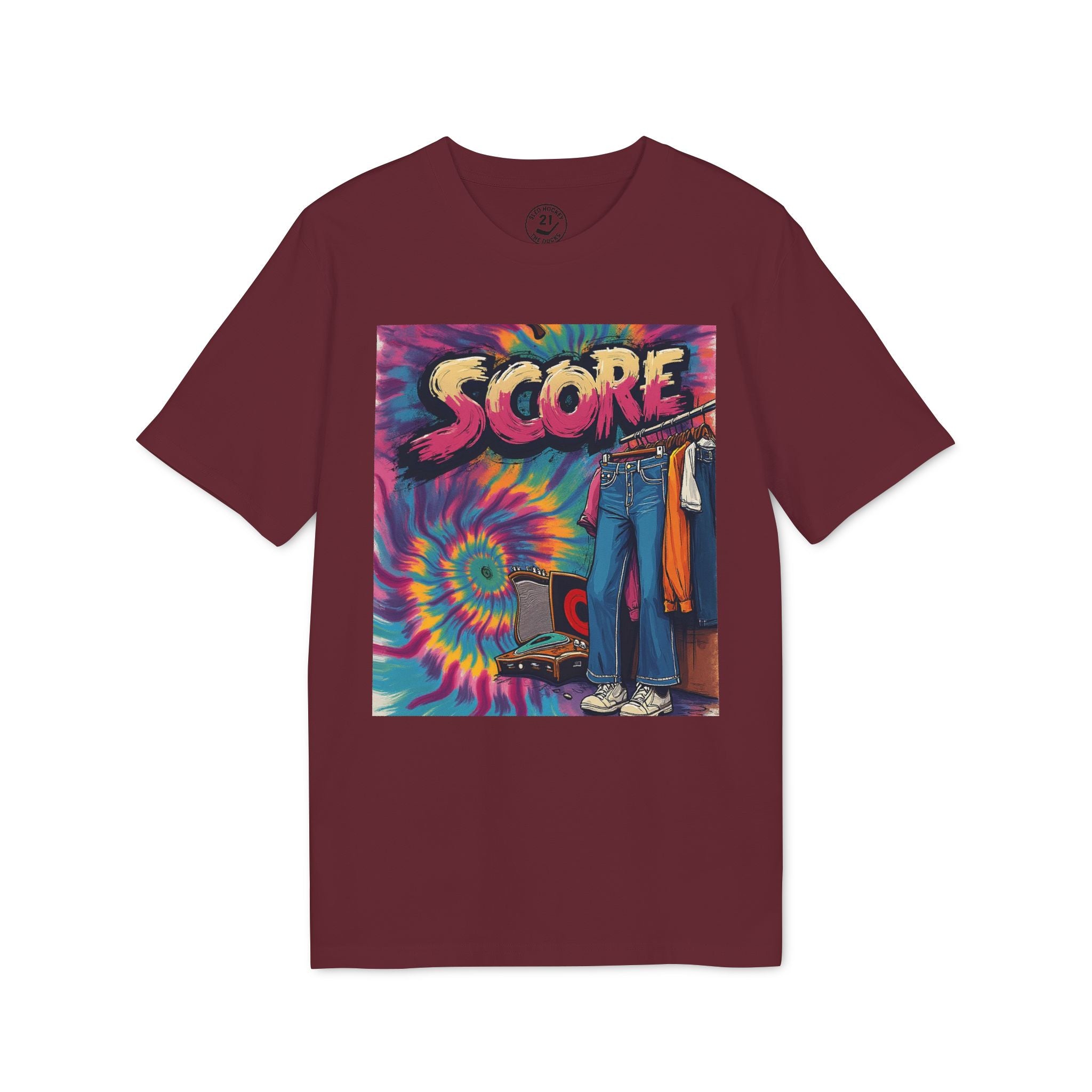 Score Tie-Dye Graphic T-Shirt — Retro 70s Skate Vibe