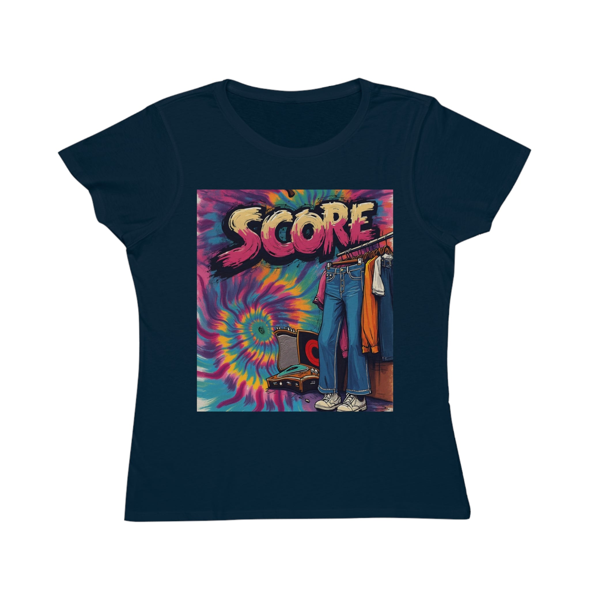 Score Retro Tie-Dye Graphic T-Shirt — Vintage Vinyl Record Design