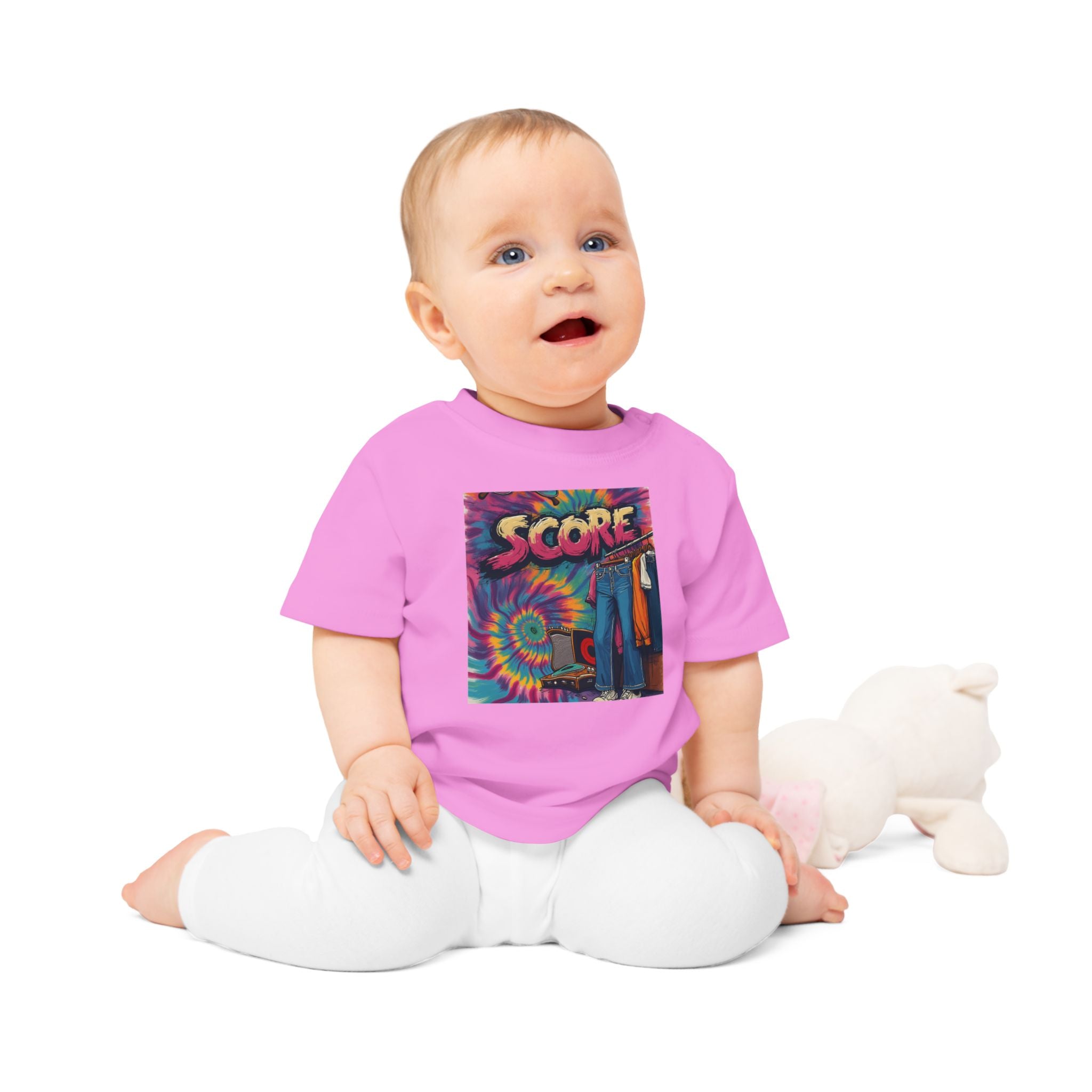 Score Tie-Dye Baby T-Shirt — Retro Arcade Vibe Infant Tee