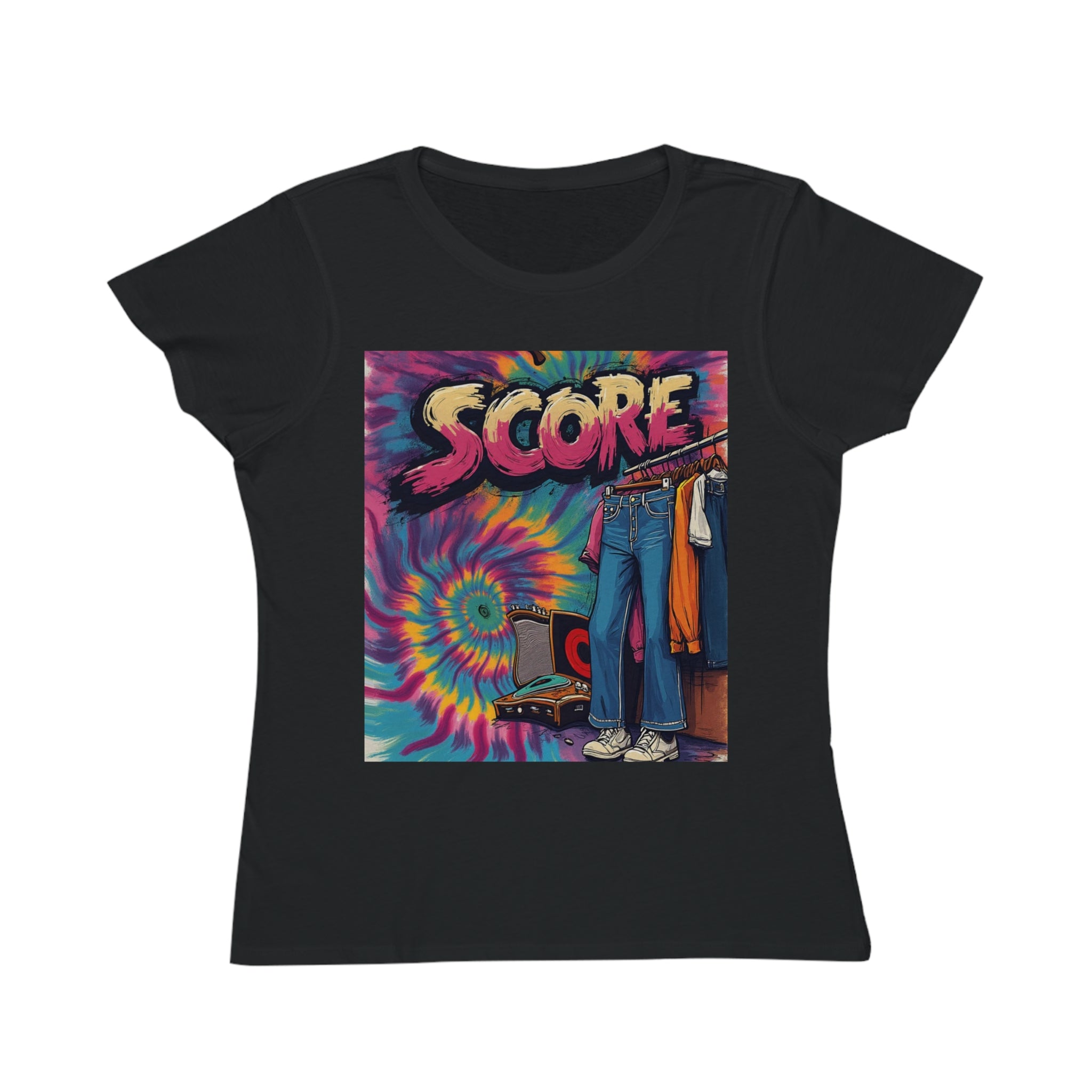 Score Retro Tie-Dye Graphic T-Shirt — Vintage Vinyl Record Design