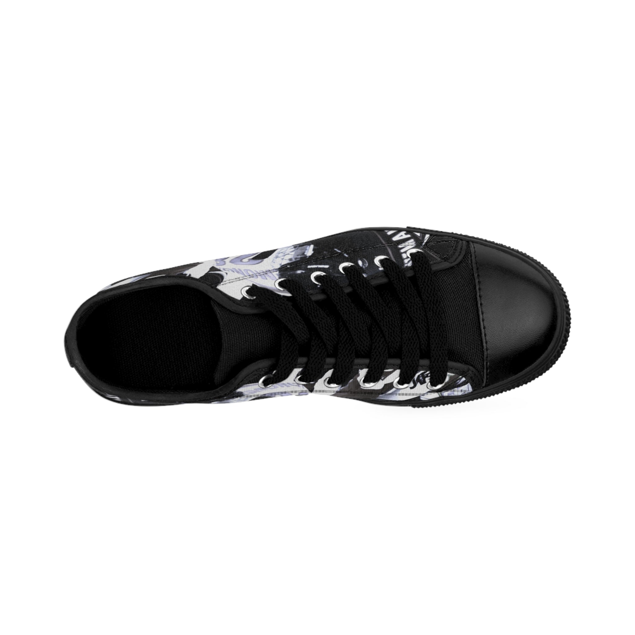 Women's Graphic Sneakers — Black Street Art Low-Top Shoes