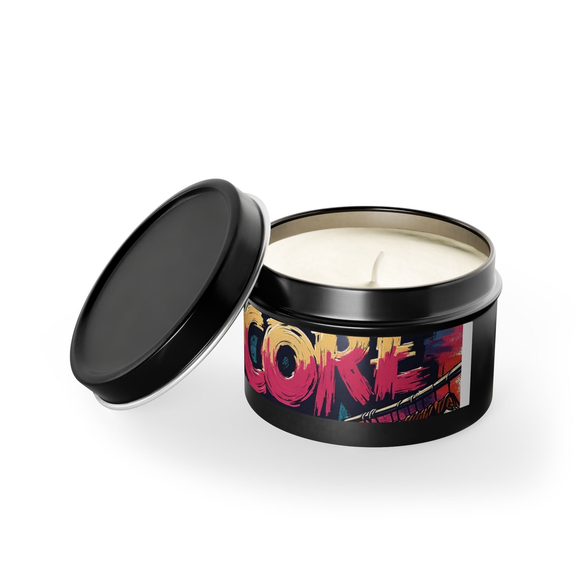 S C O R E Neon Brushstroke Tin Candle — Bold Gamer & Retro Arcade Scented Candle
