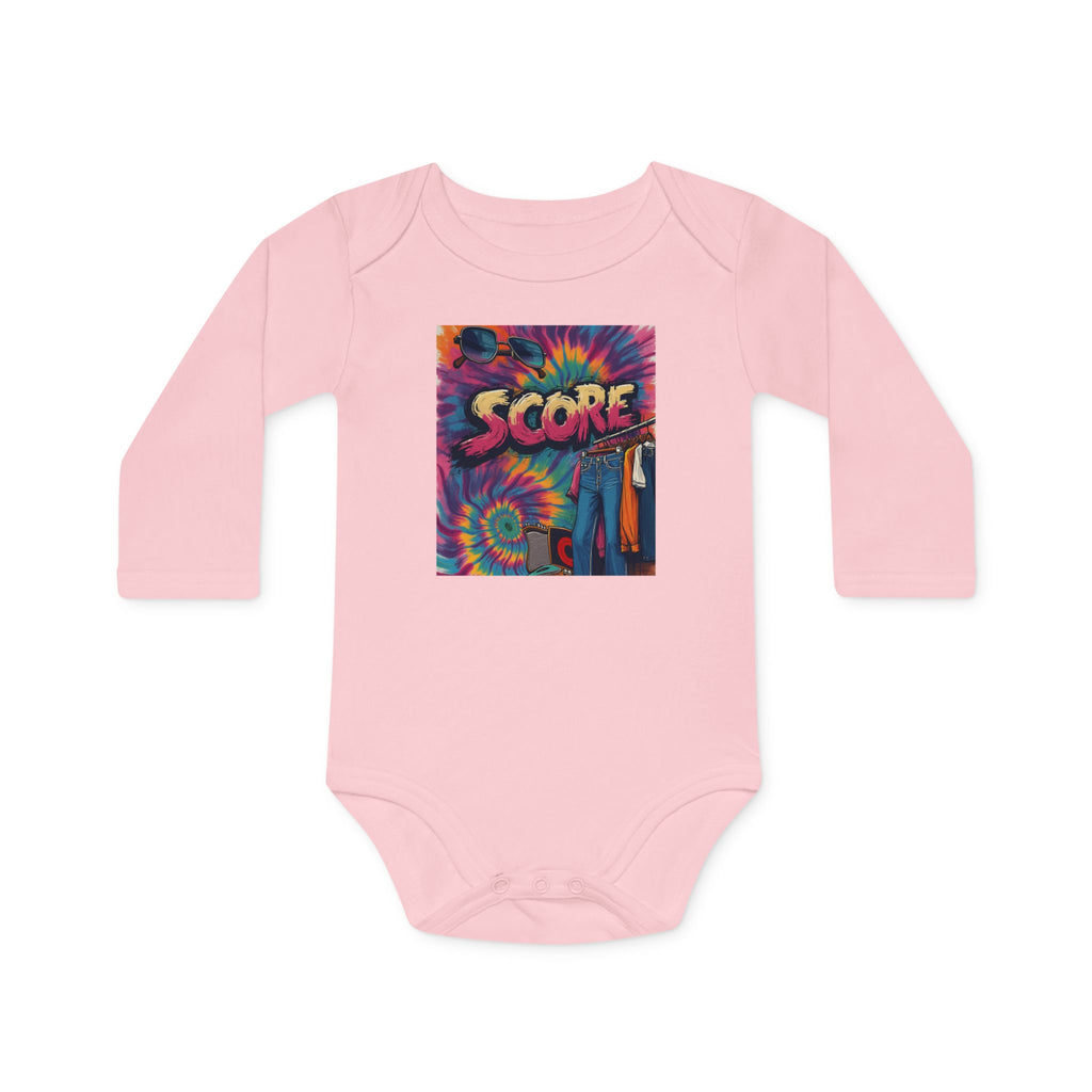Baby Bodysuit - Retro Tie-Dye 'Score' Graphic