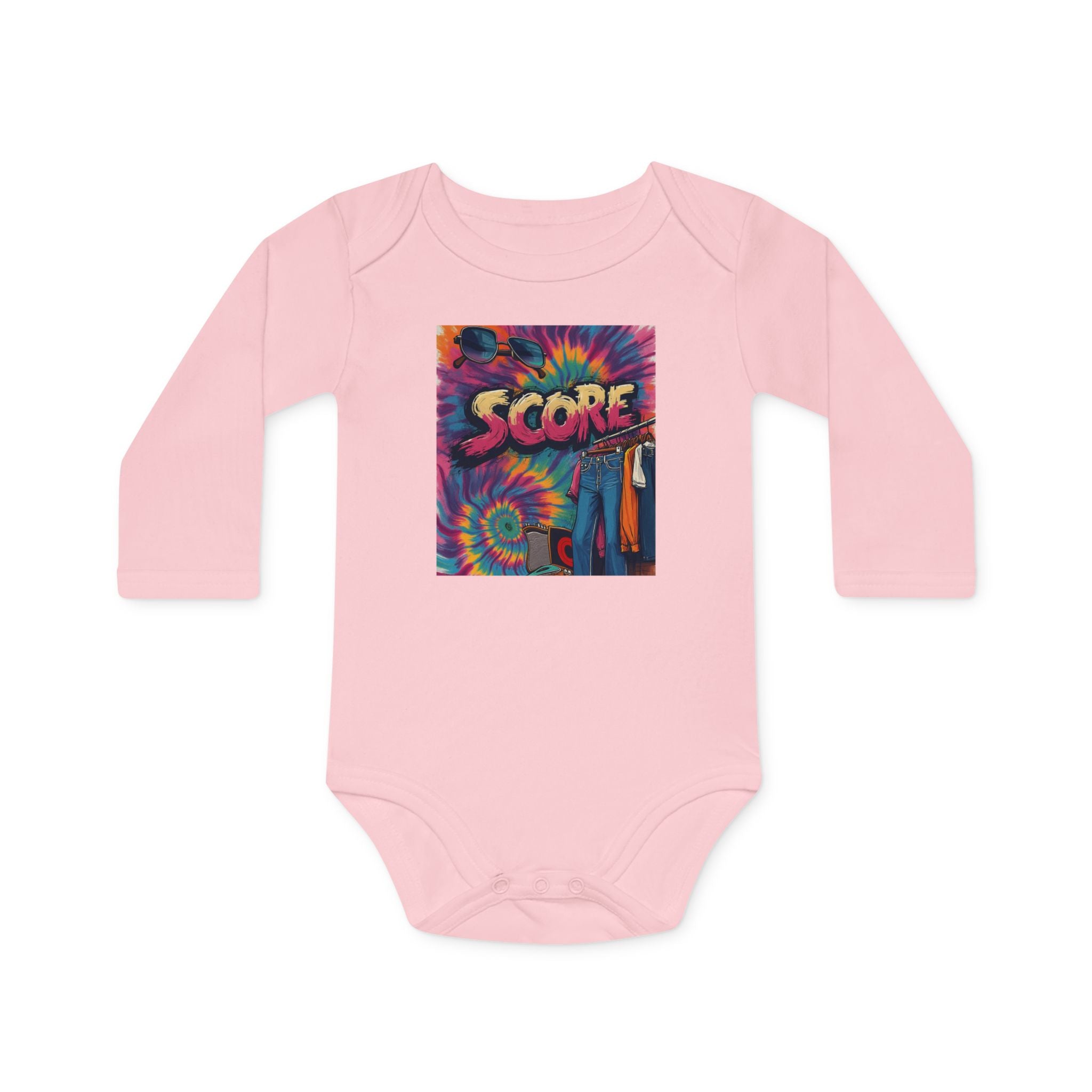 Baby Bodysuit - Retro Tie-Dye 'Score' Graphic