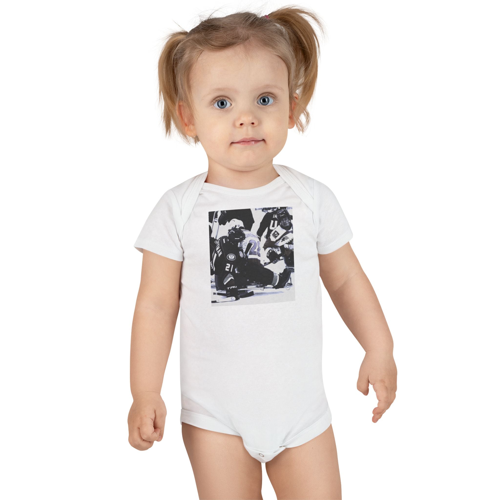 Baby Bodysuit with Vintage Hockey Photo – Organic Infant Onesie