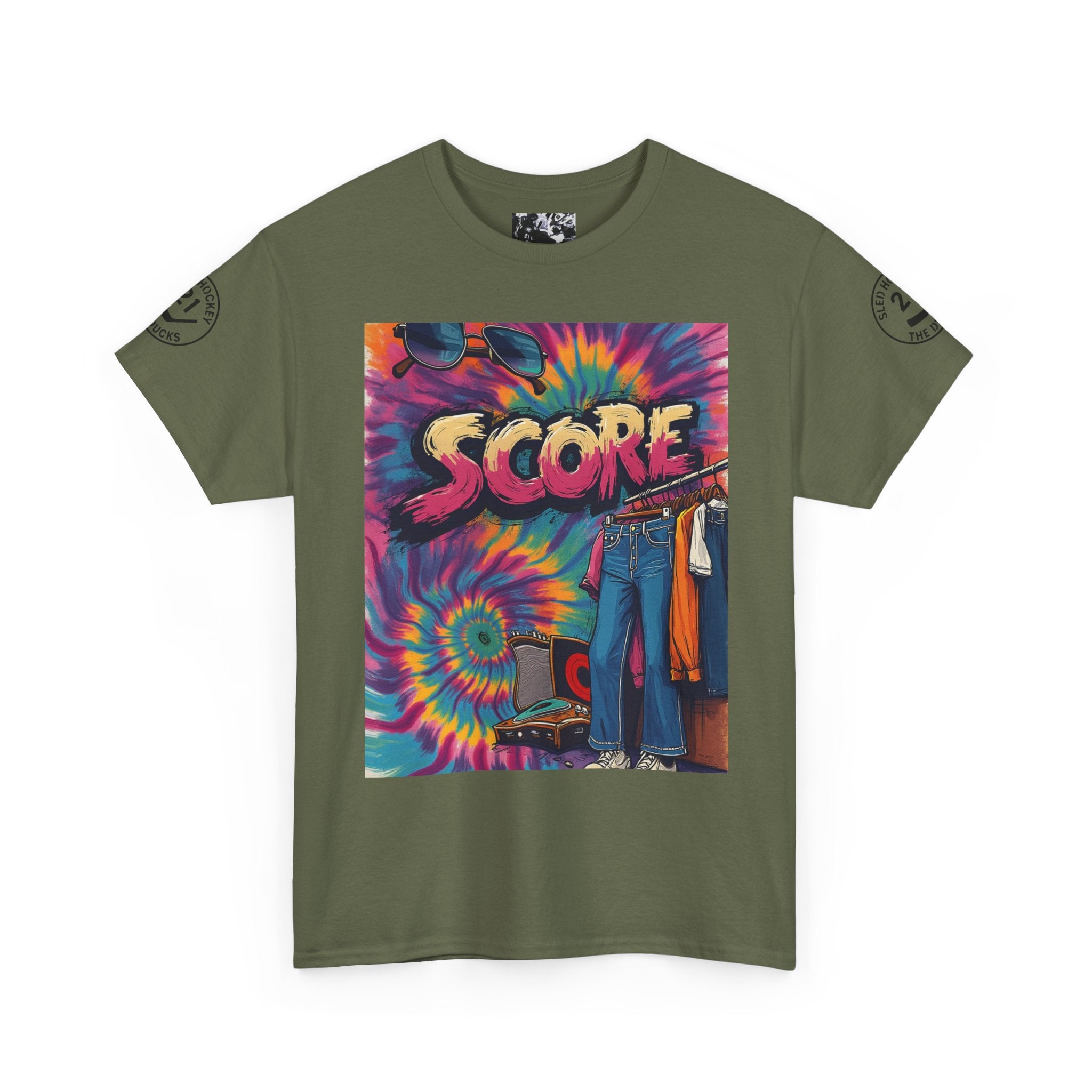 Score Tie-Dye Graphic Tee — Retro Skateboard Streetwear