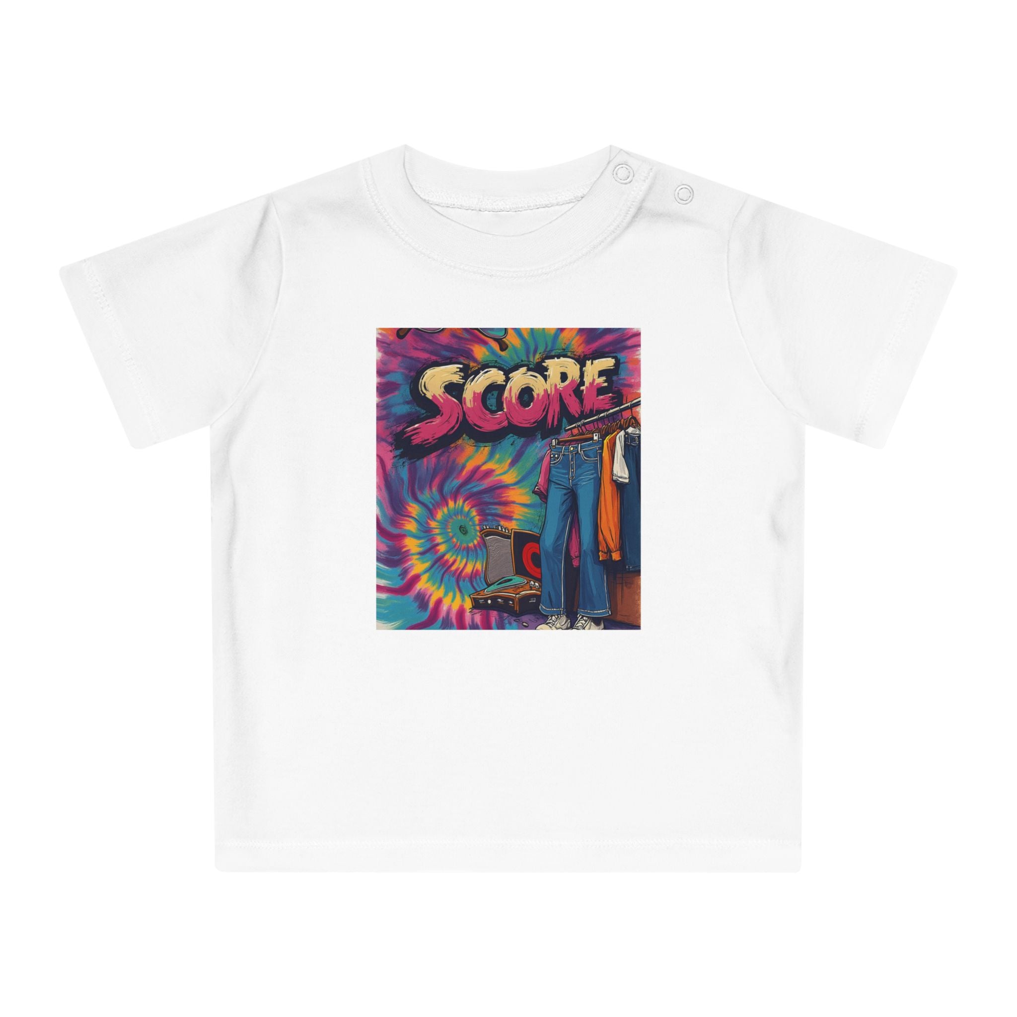 Score Tie-Dye Baby T-Shirt — Retro Arcade Vibe Infant Tee