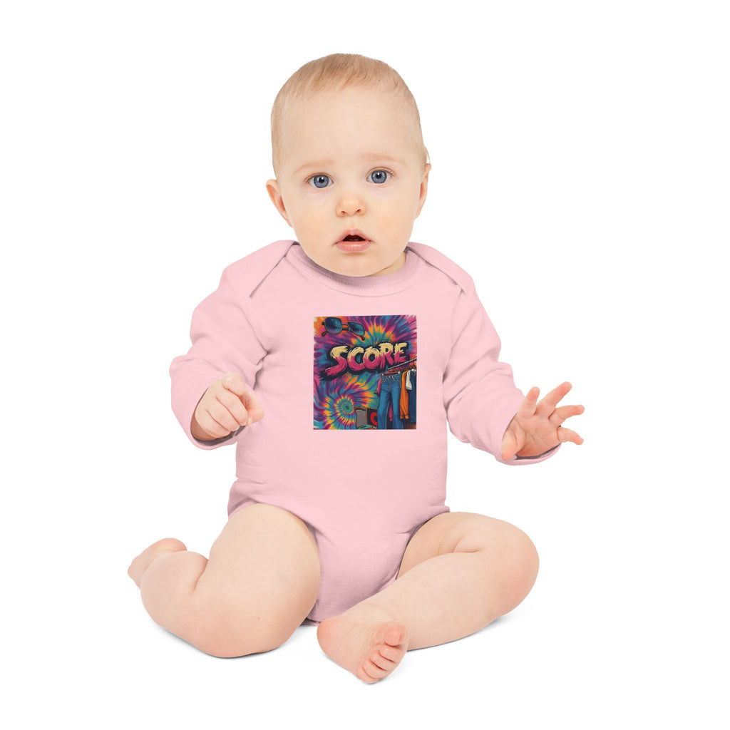 Baby Bodysuit - Retro Tie-Dye 'Score' Graphic
