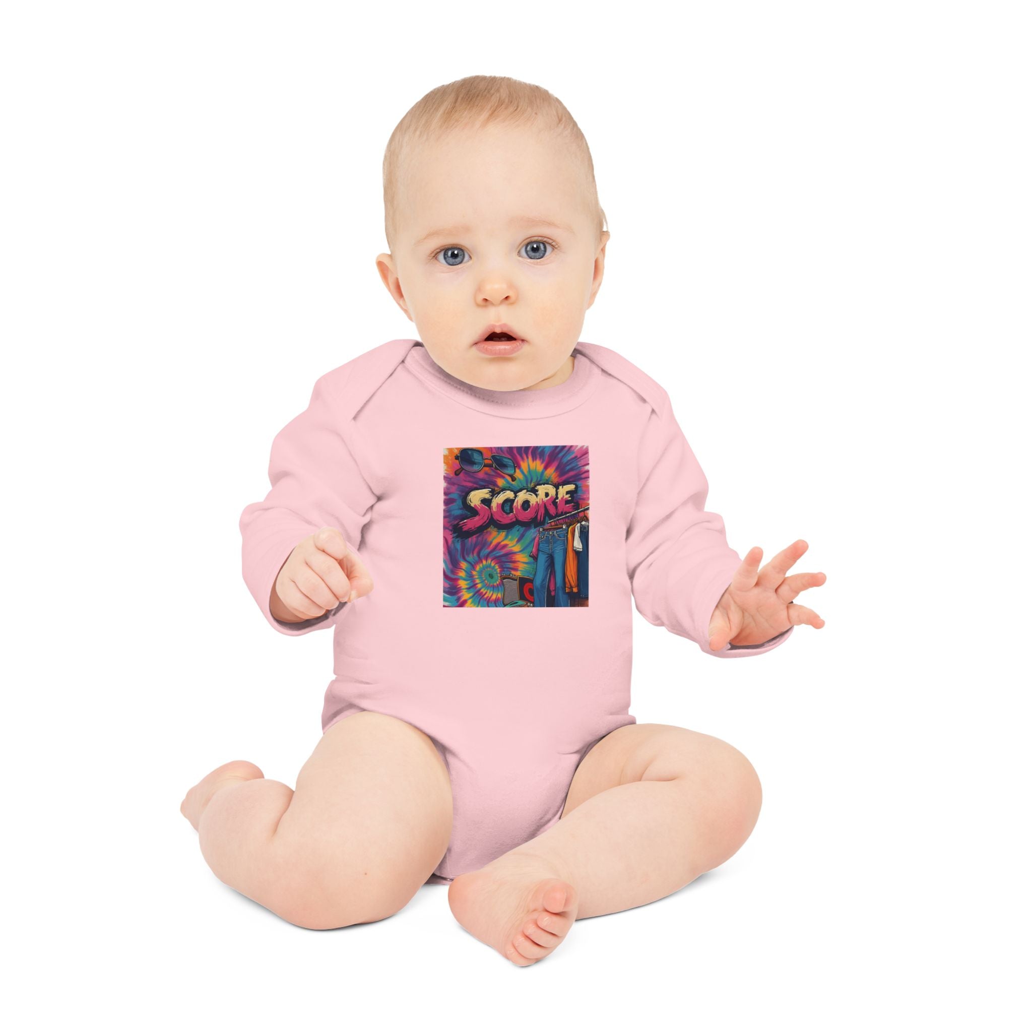 Baby Bodysuit - Retro Tie-Dye 'Score' Graphic