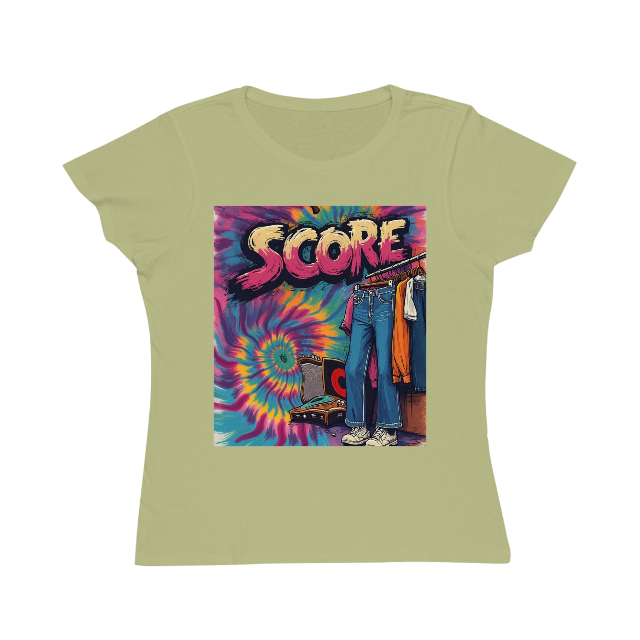 Score Retro Tie-Dye Graphic T-Shirt — Vintage Vinyl Record Design