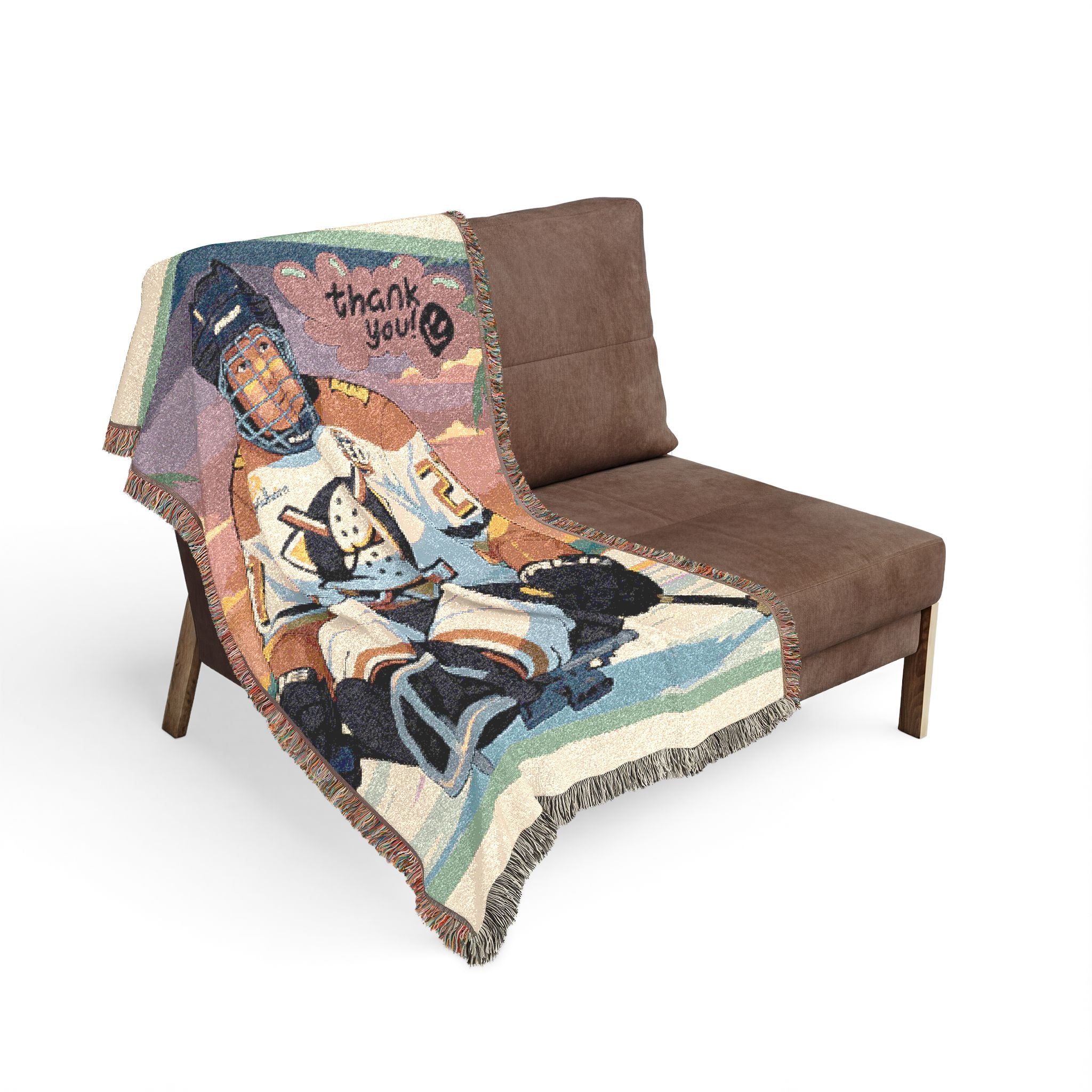 NHL Vintage Goalie Woven Throw Blanket – Retro Hockey Goalie Design