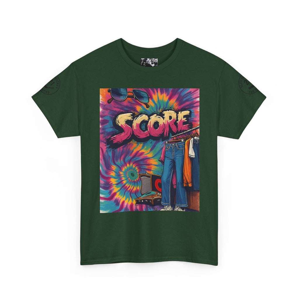Score Tie-Dye Graphic Tee — Retro Skateboard Streetwear