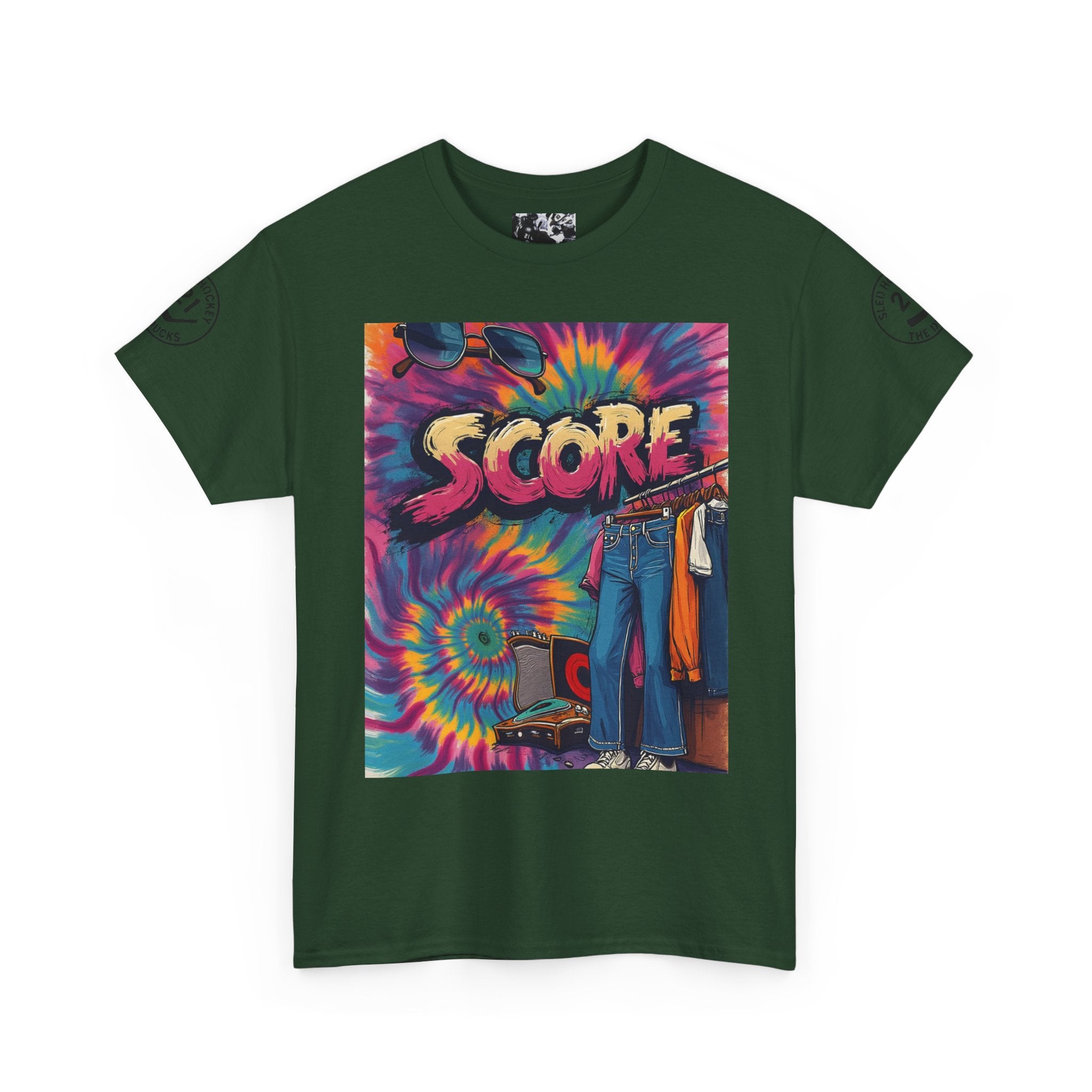 Score Tie-Dye Graphic Tee — Retro Skateboard Streetwear