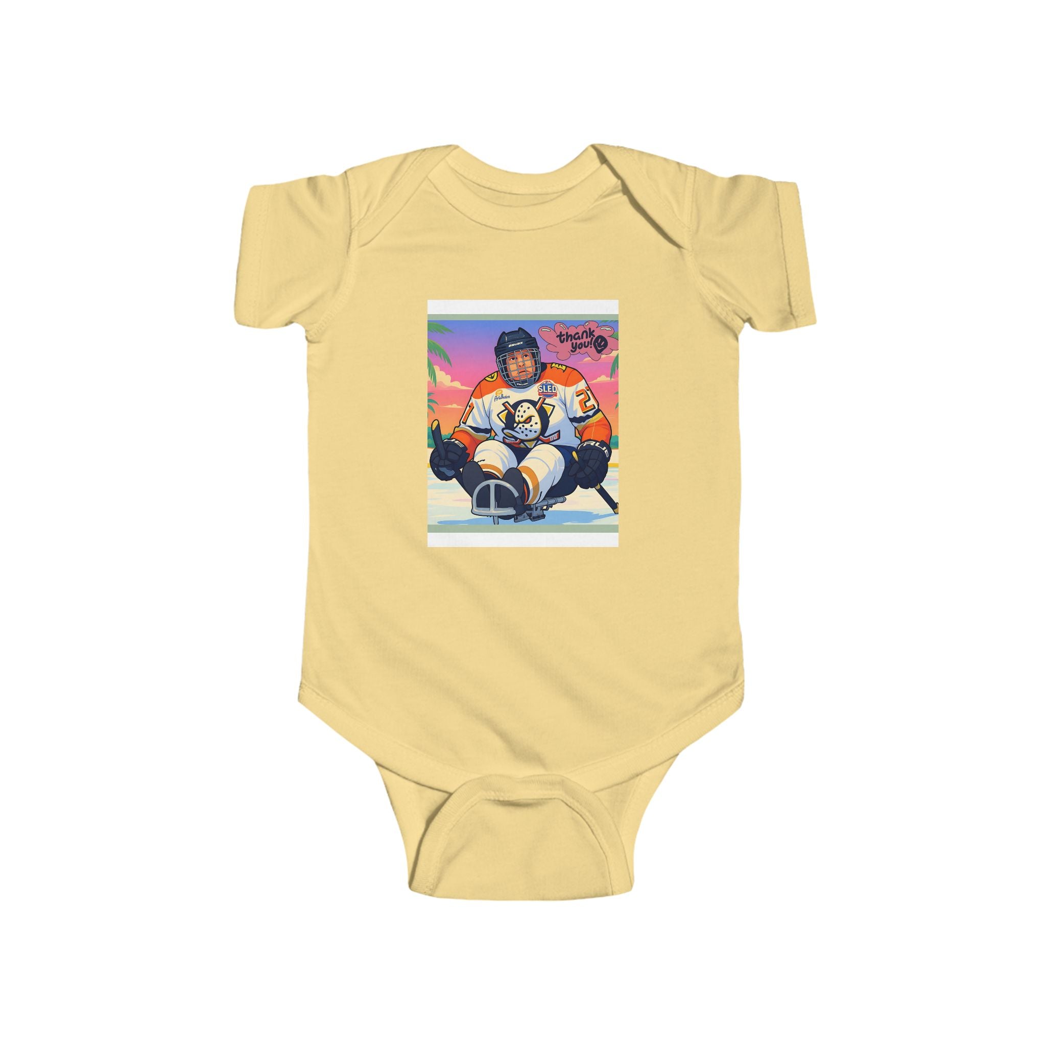 Baby Bodysuit — Retro Hockey Player Graphic Infant Onesie