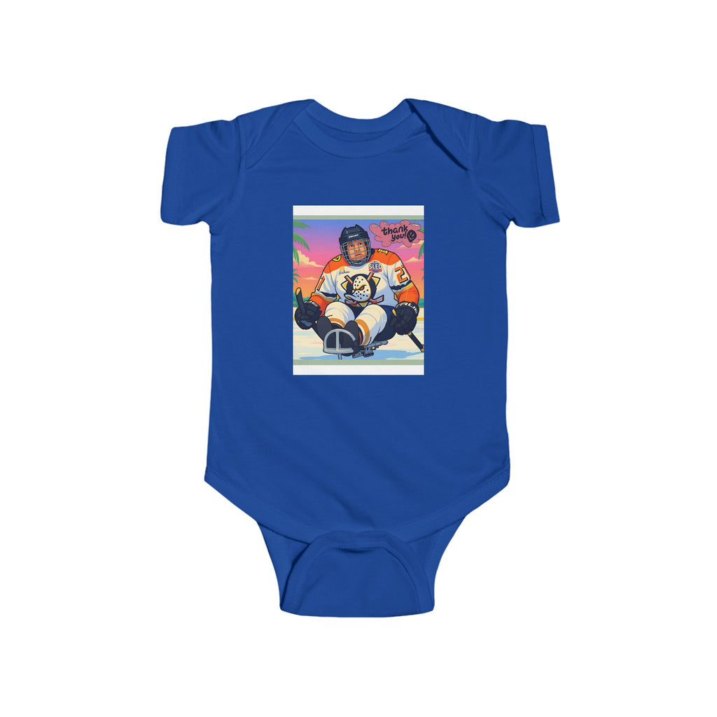Baby Bodysuit — Retro Hockey Player Graphic Infant Onesie