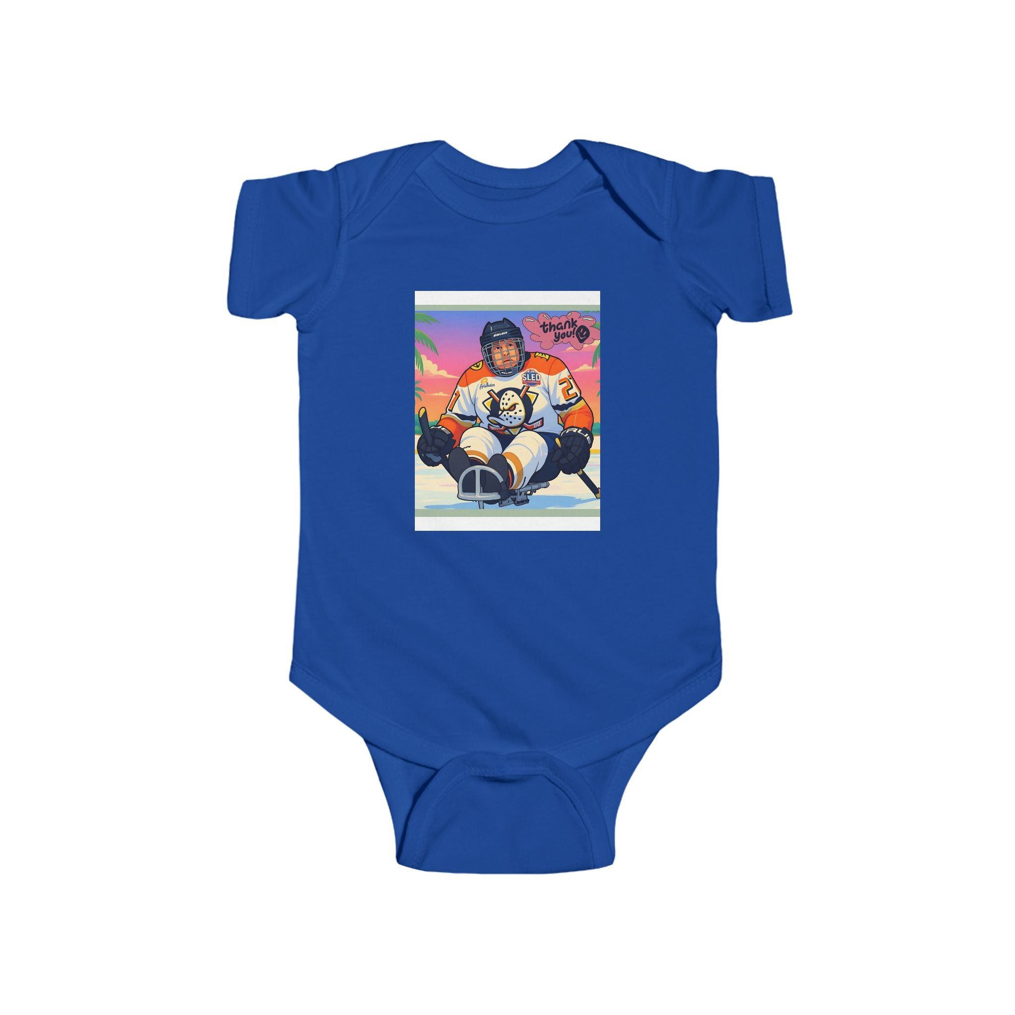 Baby Bodysuit — Retro Hockey Player Graphic Infant Onesie