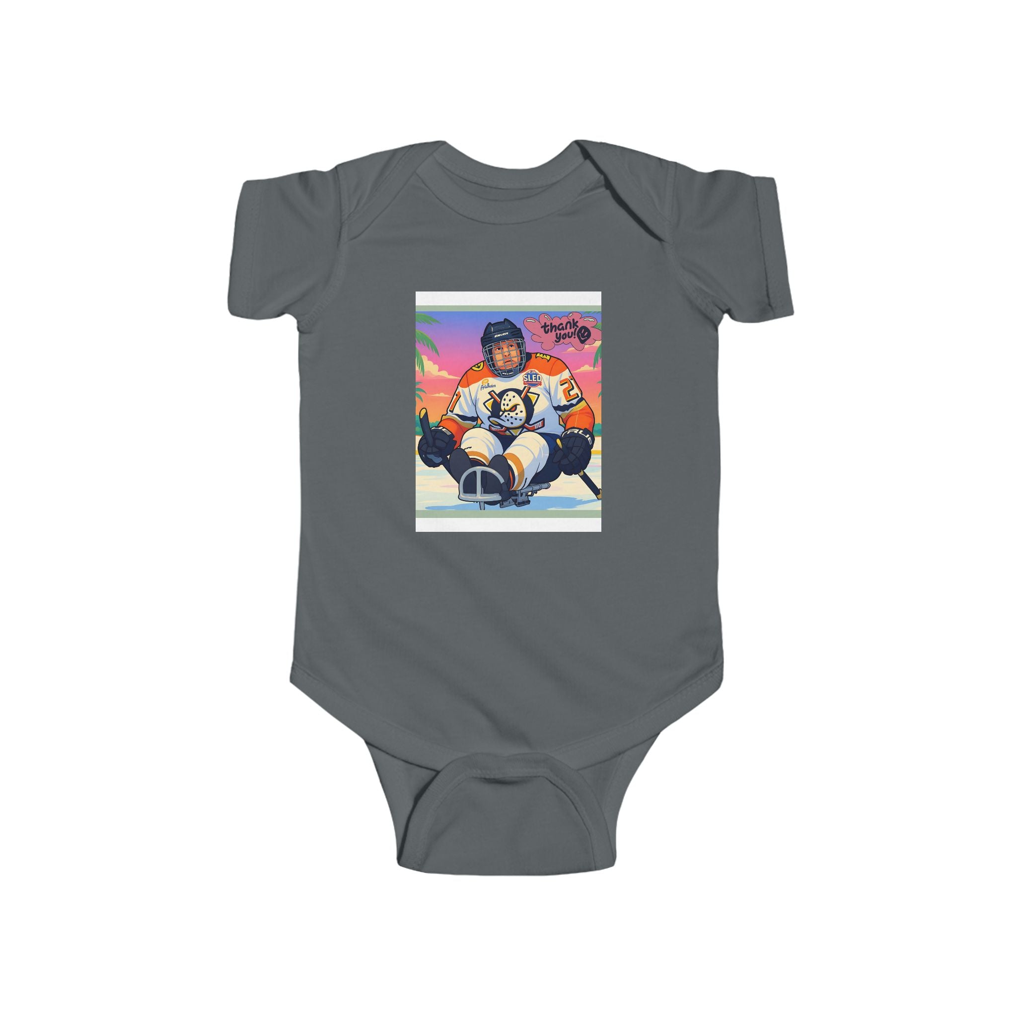 Baby Bodysuit — Retro Hockey Player Graphic Infant Onesie
