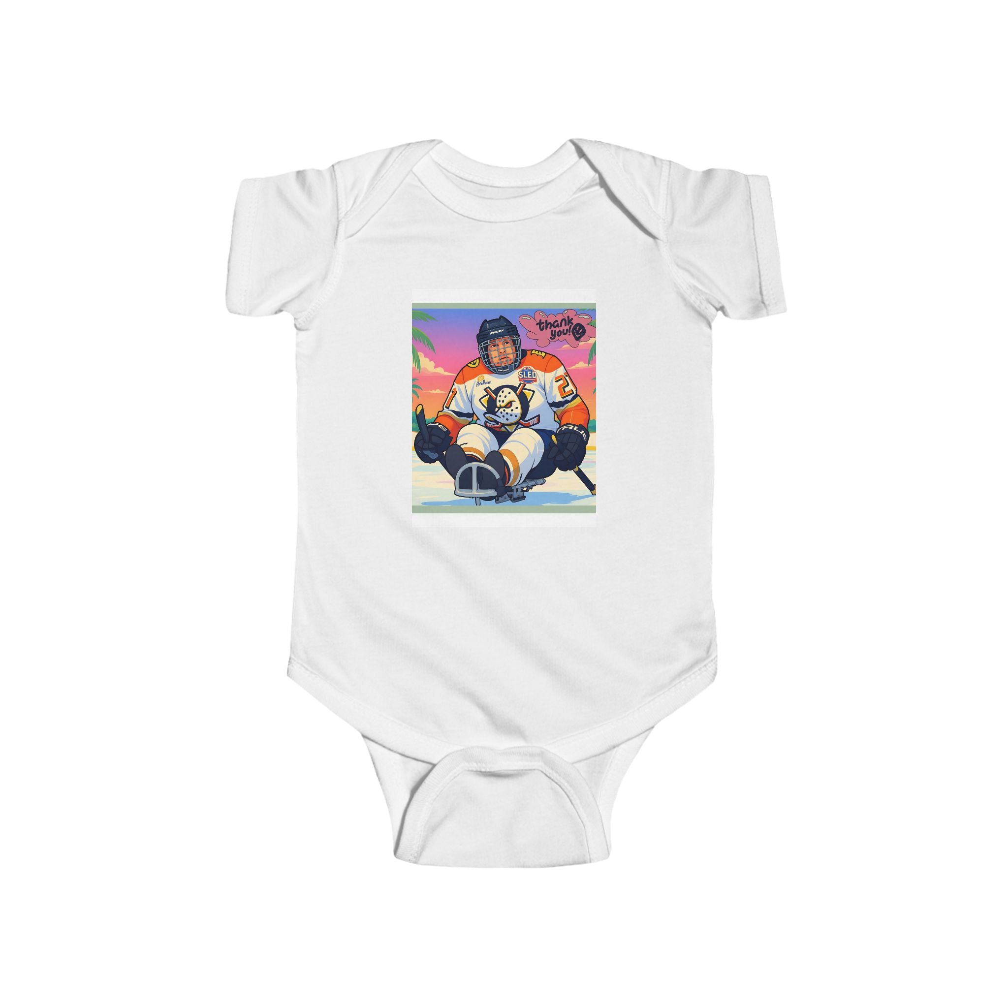 Baby Bodysuit — Retro Hockey Player Graphic Infant Onesie