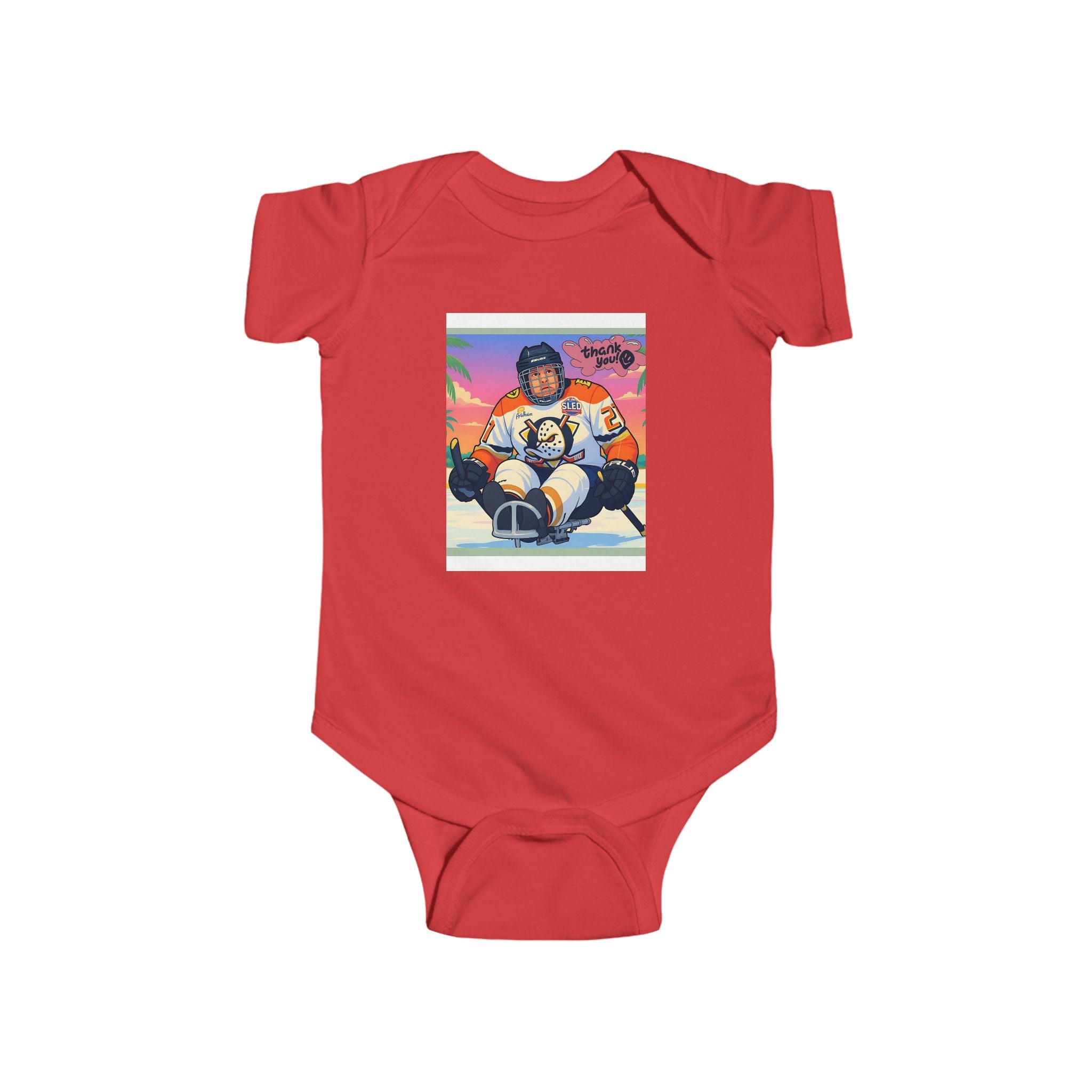 Baby Bodysuit — Retro Hockey Player Graphic Infant Onesie