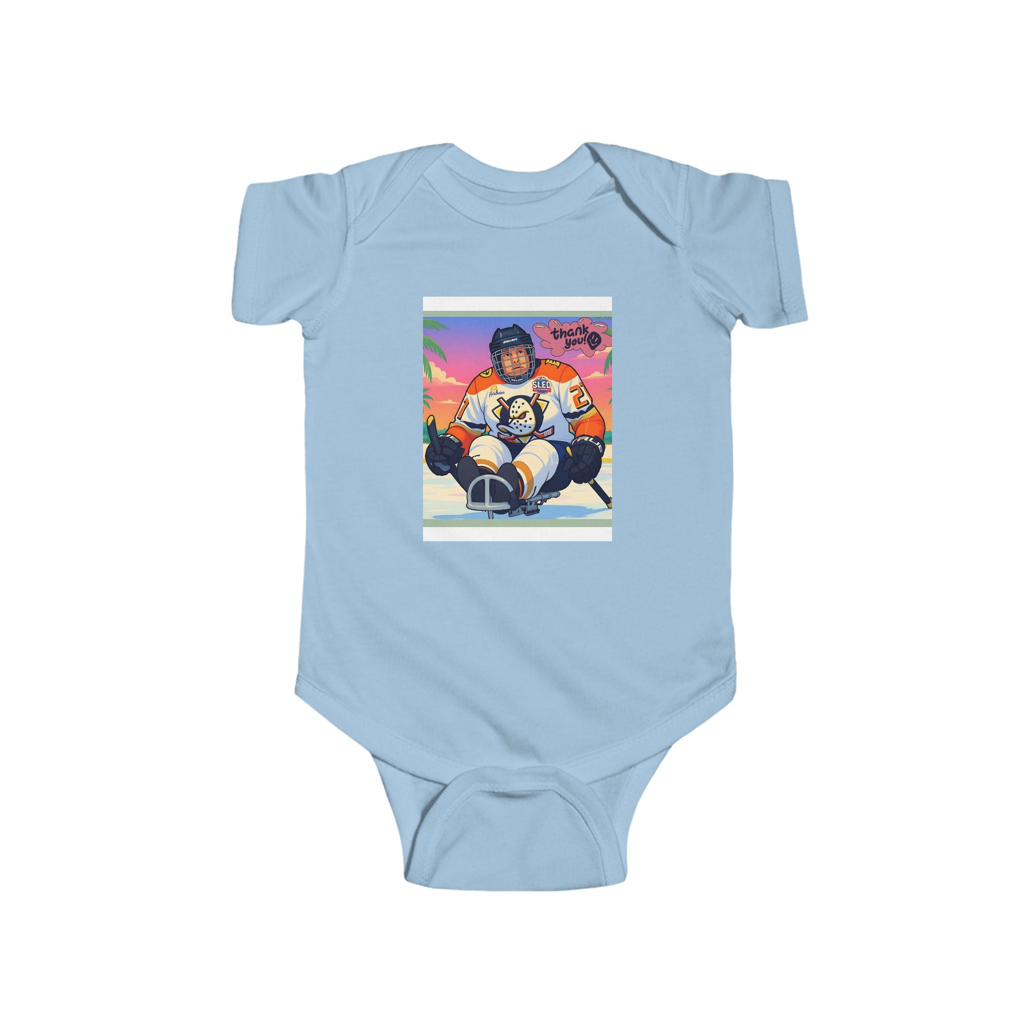 Baby Bodysuit — Retro Hockey Player Graphic Infant Onesie