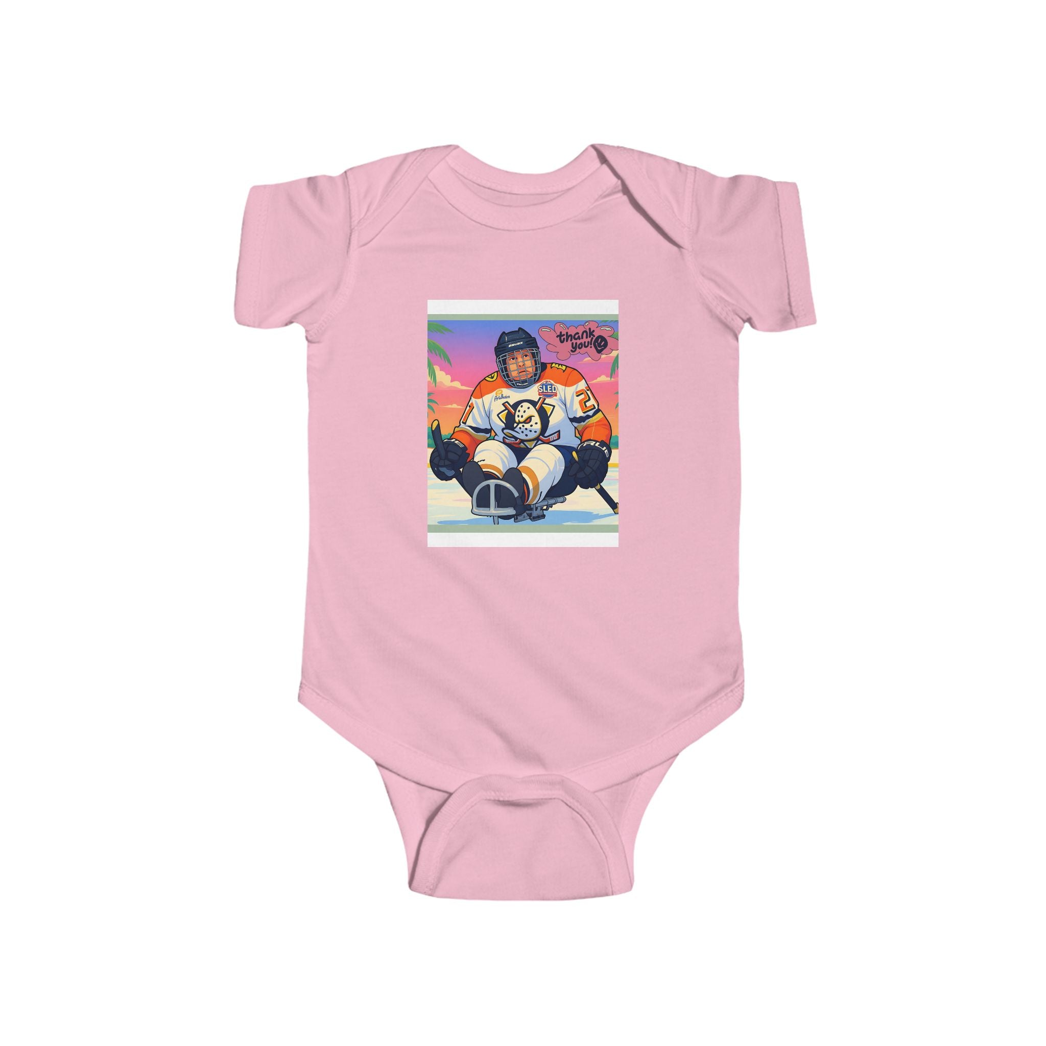 Baby Bodysuit — Retro Hockey Player Graphic Infant Onesie