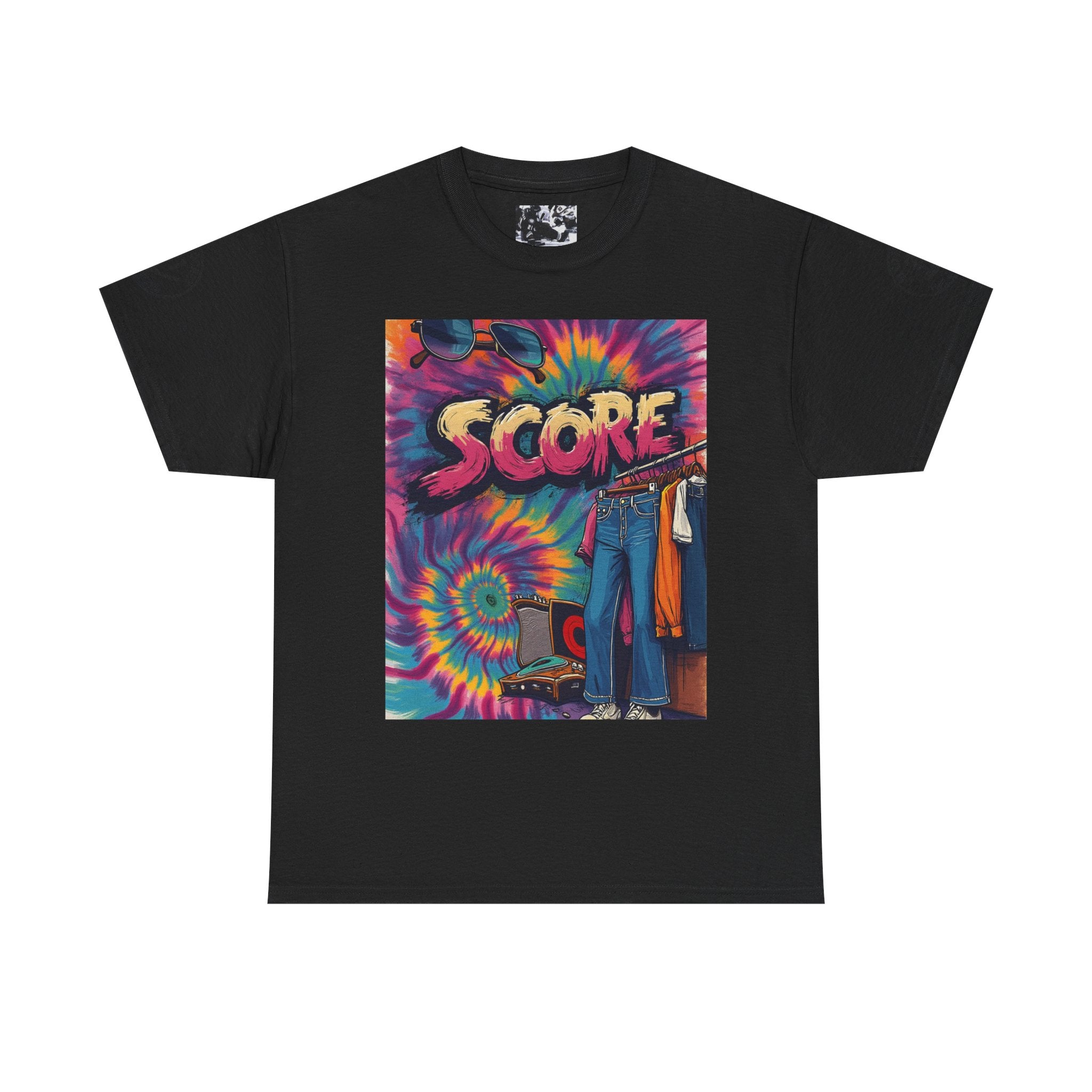 Score Tie-Dye Graphic Tee — Retro Skateboard Streetwear